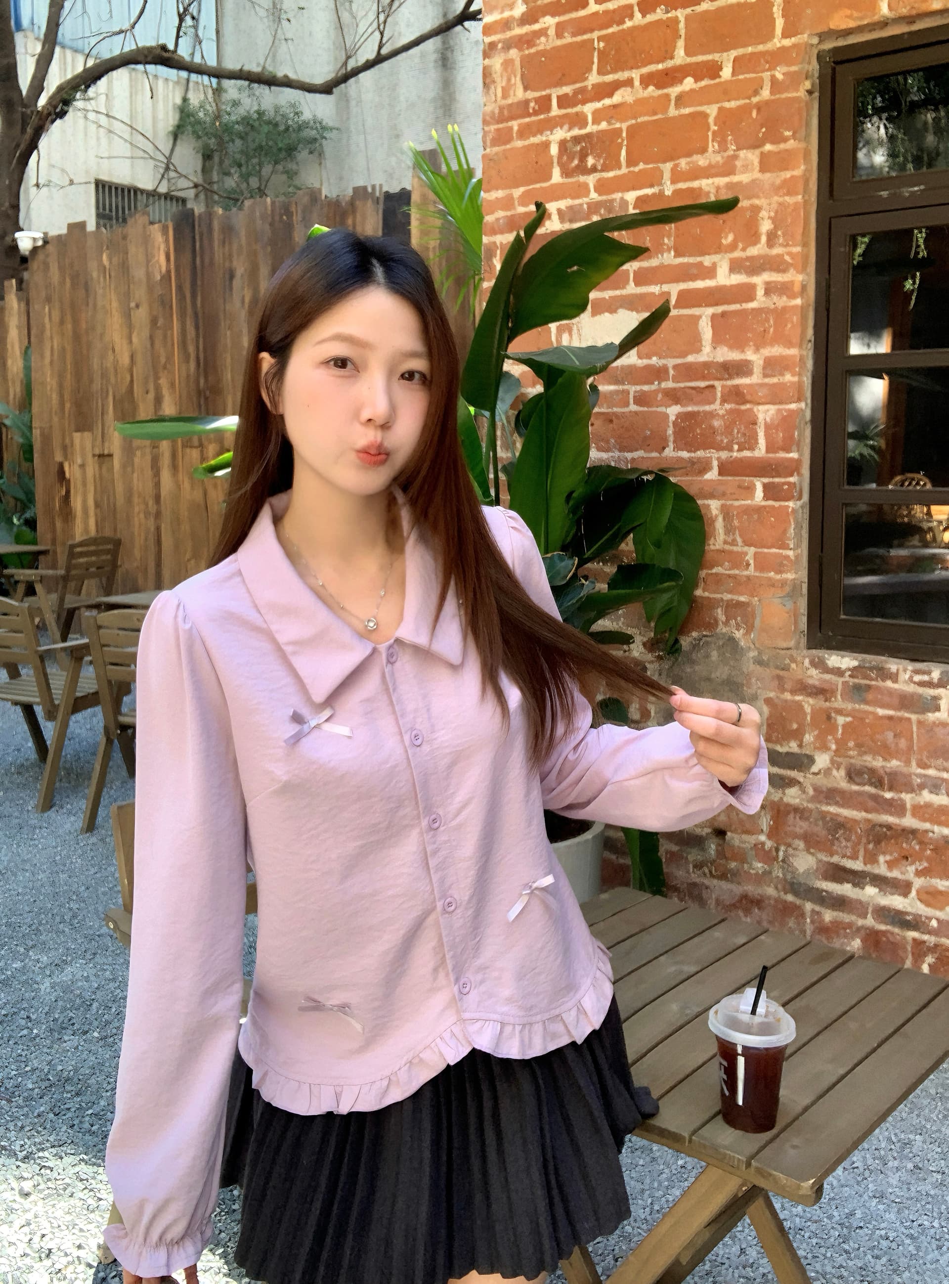 실사 2026 가을 새로운 지방 mm 빅 사이즈 여성 프랑스식 나비 매듭 긴팔 셔츠 디자인 센스 프릴 셔츠 상세 이미지 15