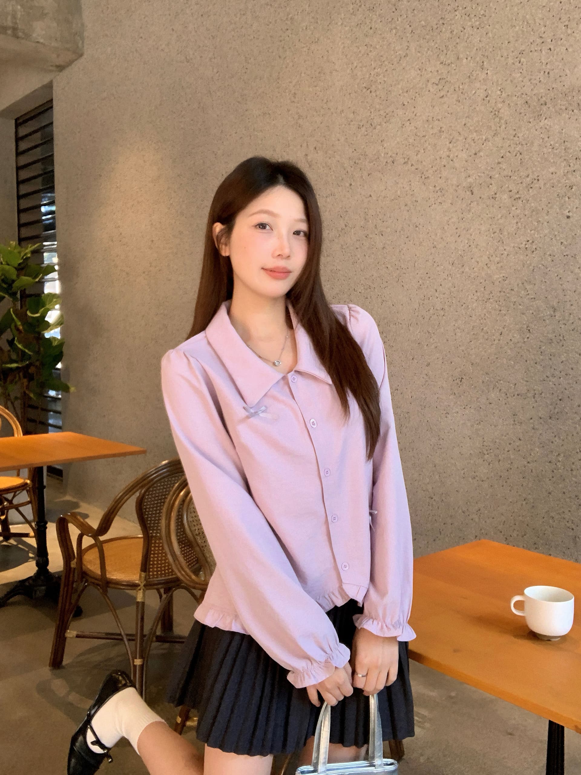 실사 2026 가을 새로운 지방 mm 빅 사이즈 여성 프랑스식 나비 매듭 긴팔 셔츠 디자인 센스 프릴 셔츠 상세 이미지 19