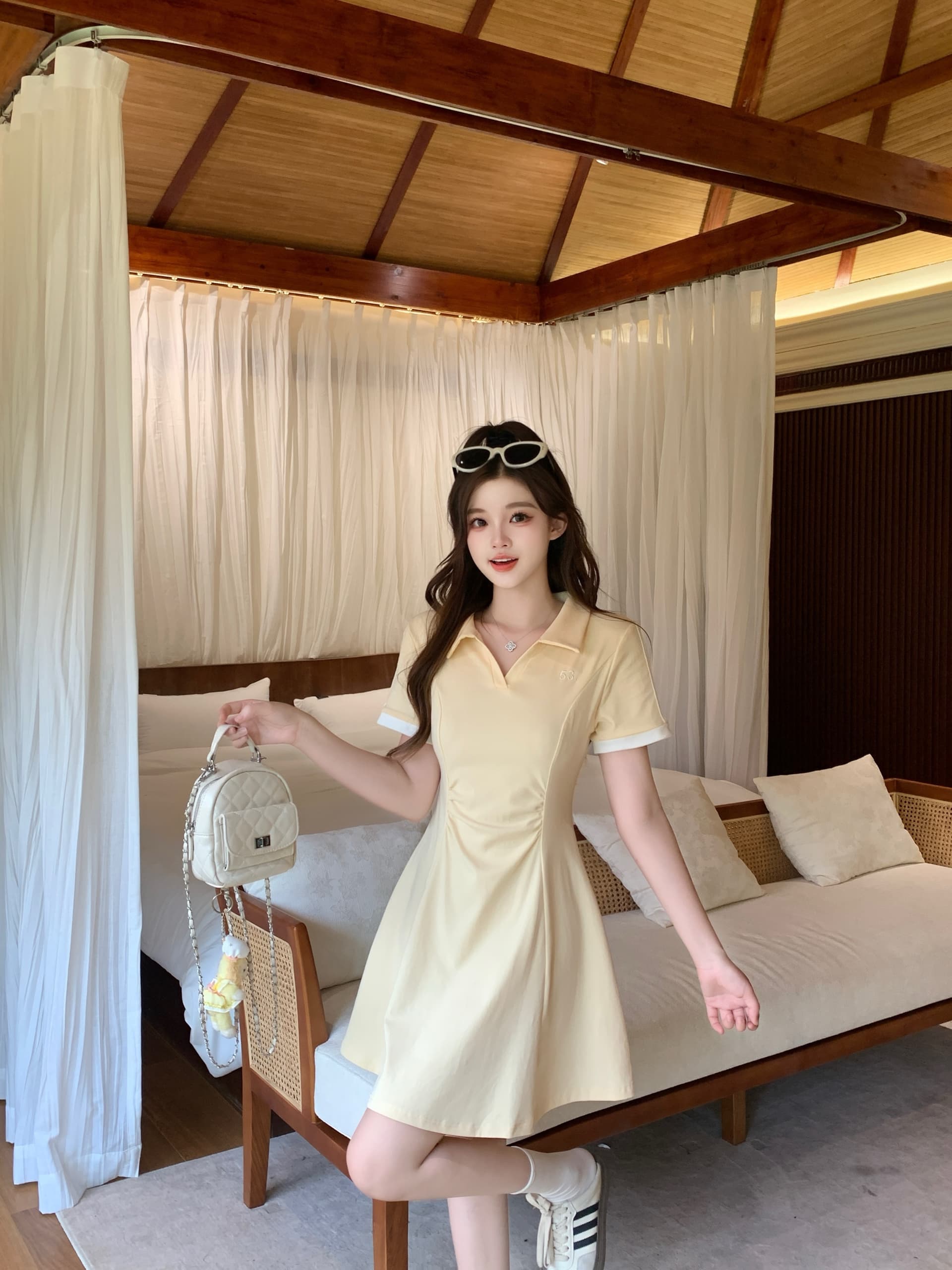 실사 2026 여름 새로운 지방 mm 빅 사이즈 주름 허리 수축 슬림해 보이는 드레스 순수한 욕망 작은 키 한 마디 치마 상세 이미지 14