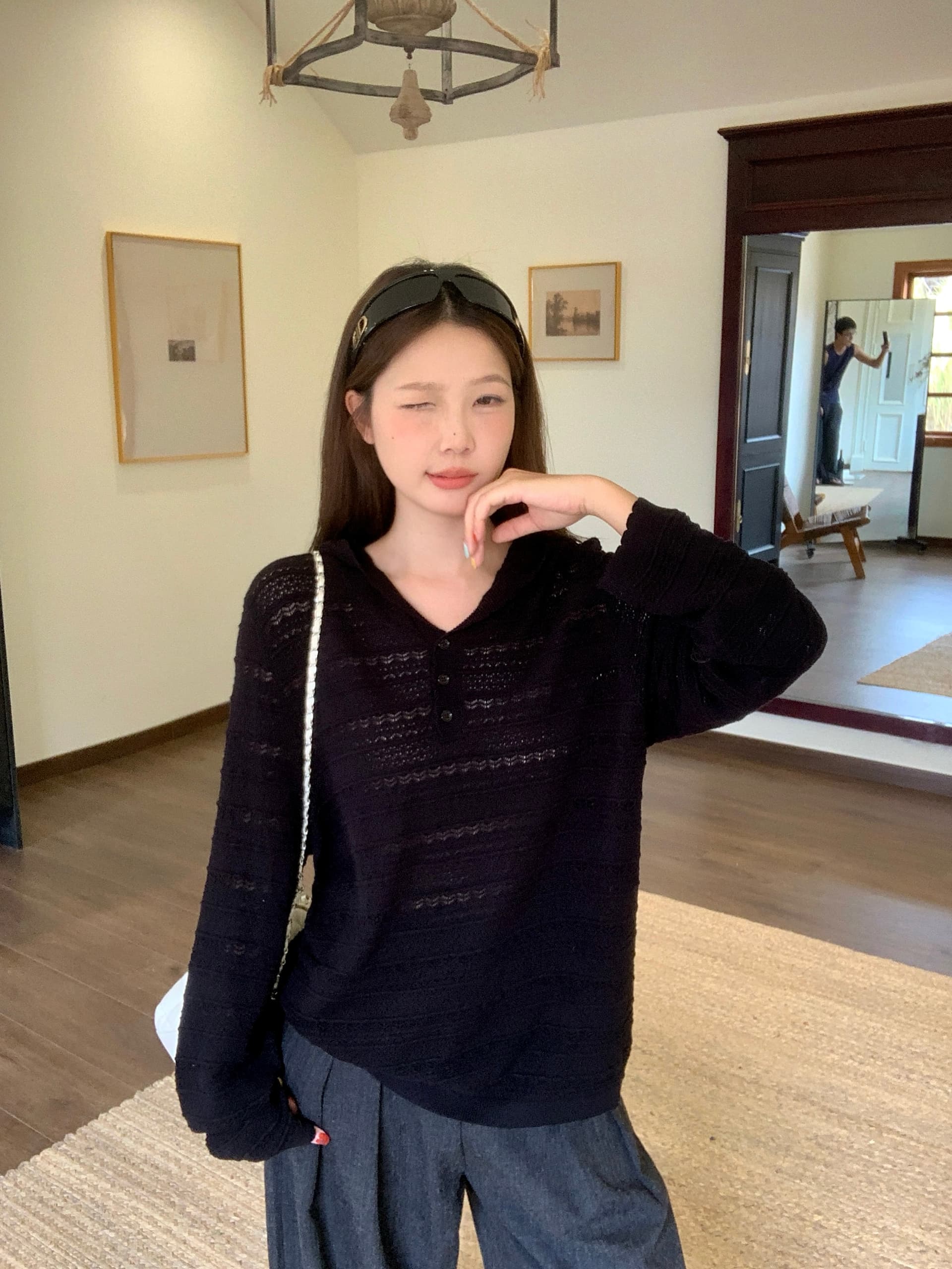 실사 2026 가을 의상 새로운 지방 mm 빅 사이즈 홀로우 아웃 후드 긴팔 니트 스웨터 느슨함 센스 루즈핏 인사이드 가져 가라. 스웨터 상세 이미지 33