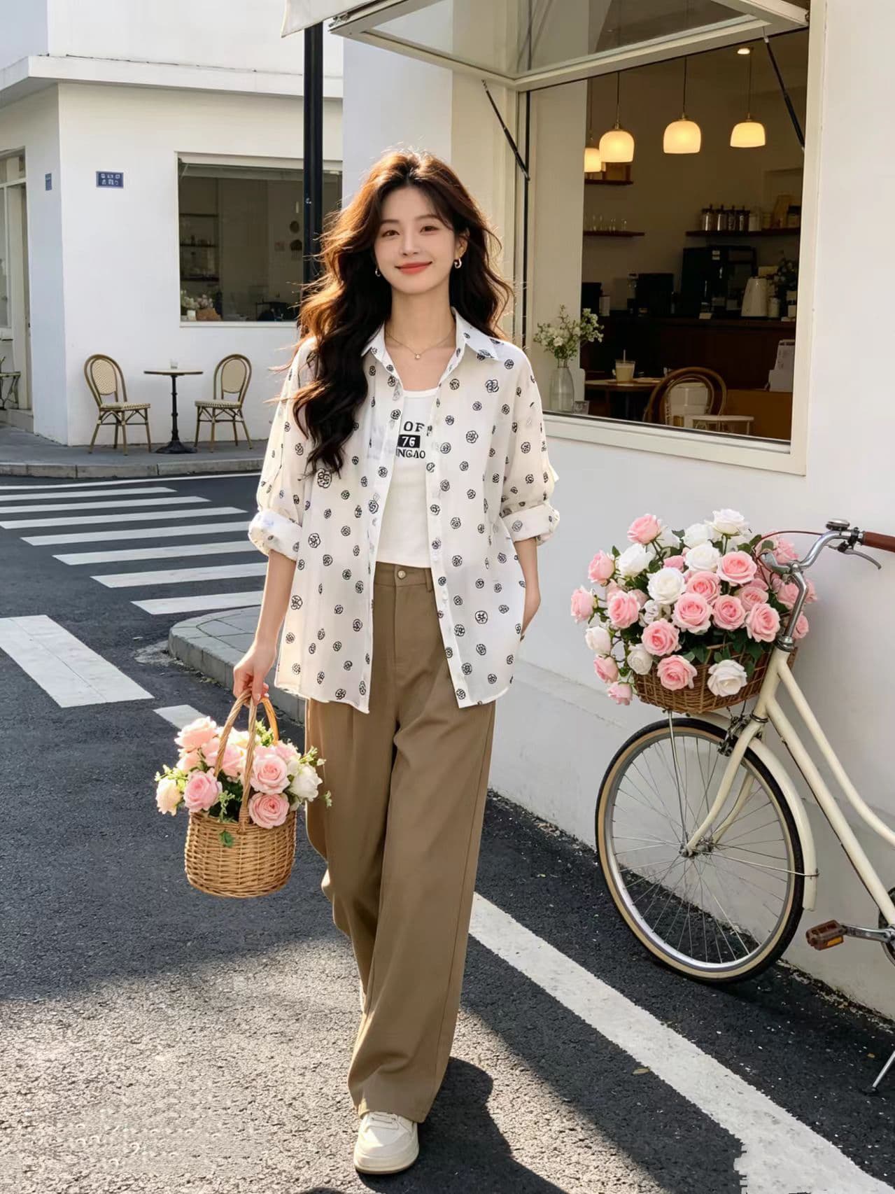 한국 스타일 여름 셔츠 캐주얼 루즈핏 패션 작은 청신 셔츠 하라주쿠 스타일 미니멀리즘 자외선 차단 의류 여성 재킷 이미지 2
