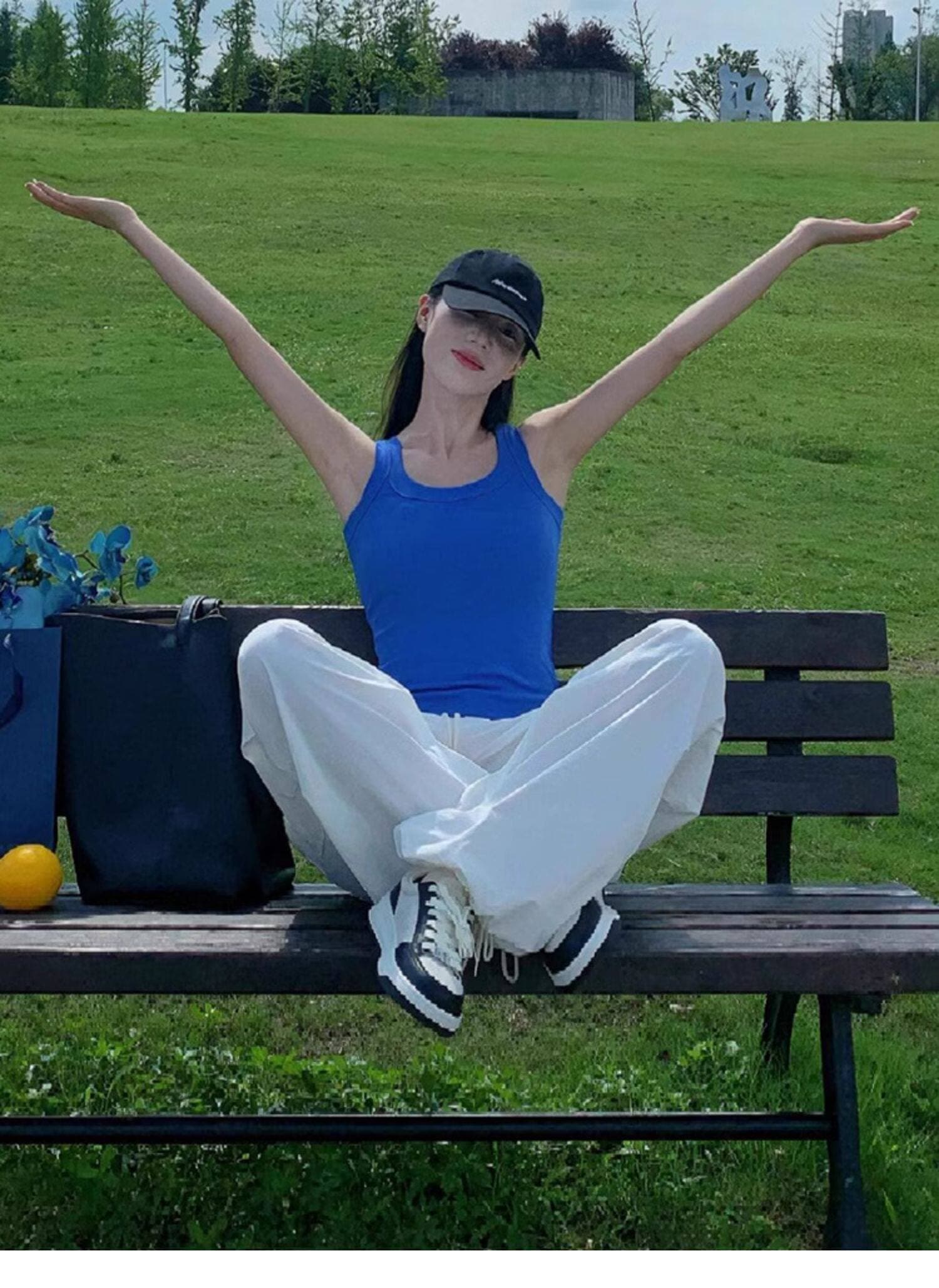 파란색 인사이드 가져 가라. 얼음 실크 대 네클라인 u 칼라 작은 조끼 슬립 여성 여름 외출용 니트 민소매 아름다움 뒤쪽에 의류 얇은 상세 이미지 5