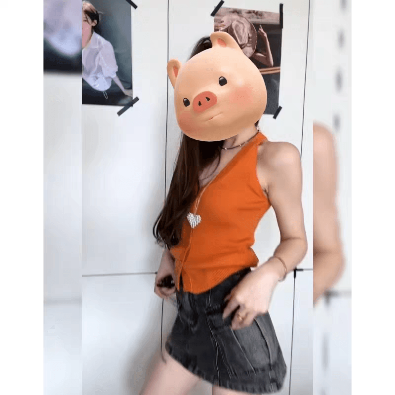 빨간색 행침 목 V넥 니트 캐미솔 여름 디자인 센스 핫걸 몸매 가꾸기 얼음 실크 품격 외출용 맨위 상세 이미지 8