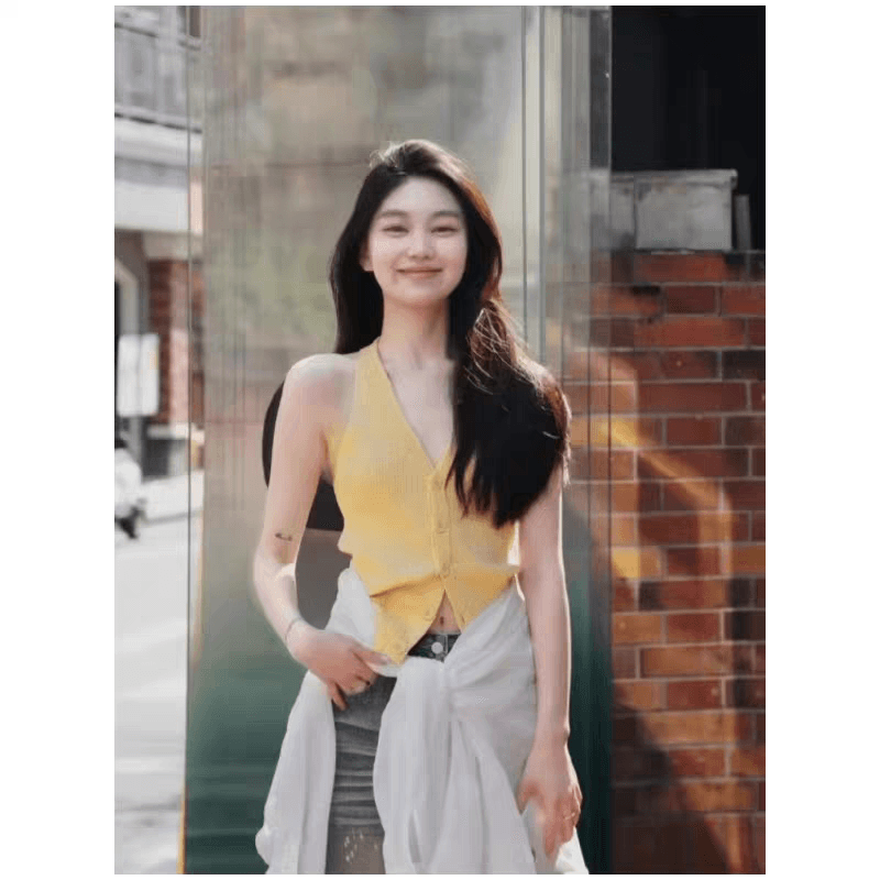 빨간색 행침 목 V넥 니트 캐미솔 여름 디자인 센스 핫걸 몸매 가꾸기 얼음 실크 품격 외출용 맨위 상세 이미지 9
