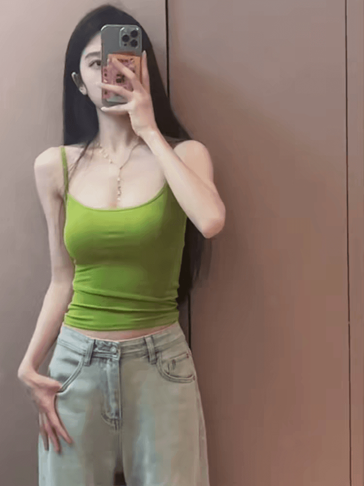 녹색 작은 슬링 조끼 여성 여름 외출용 벨트 가슴 패드 섹시함 브래지어 하나 생체 내 가져 가라. 만나는 달콤한 핫걸 맨위 이미지 2