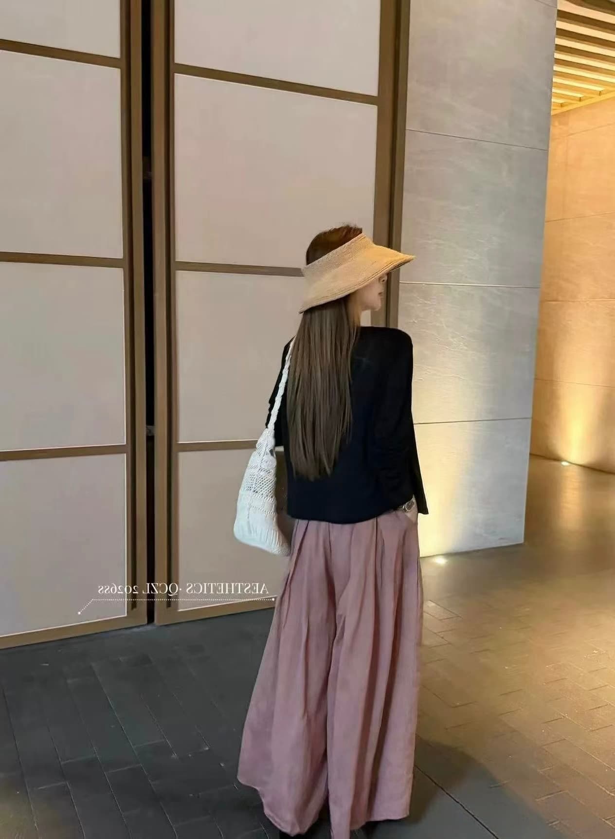 느긋한 바람 얇은 스타일 오픈 가디건 꽃무늬 슬립 와이드 레그 팬츠 세 조각 여성 세트 여름 자외선 차단 세트 여름 여성 의류 오픈 가디건 이미지 3