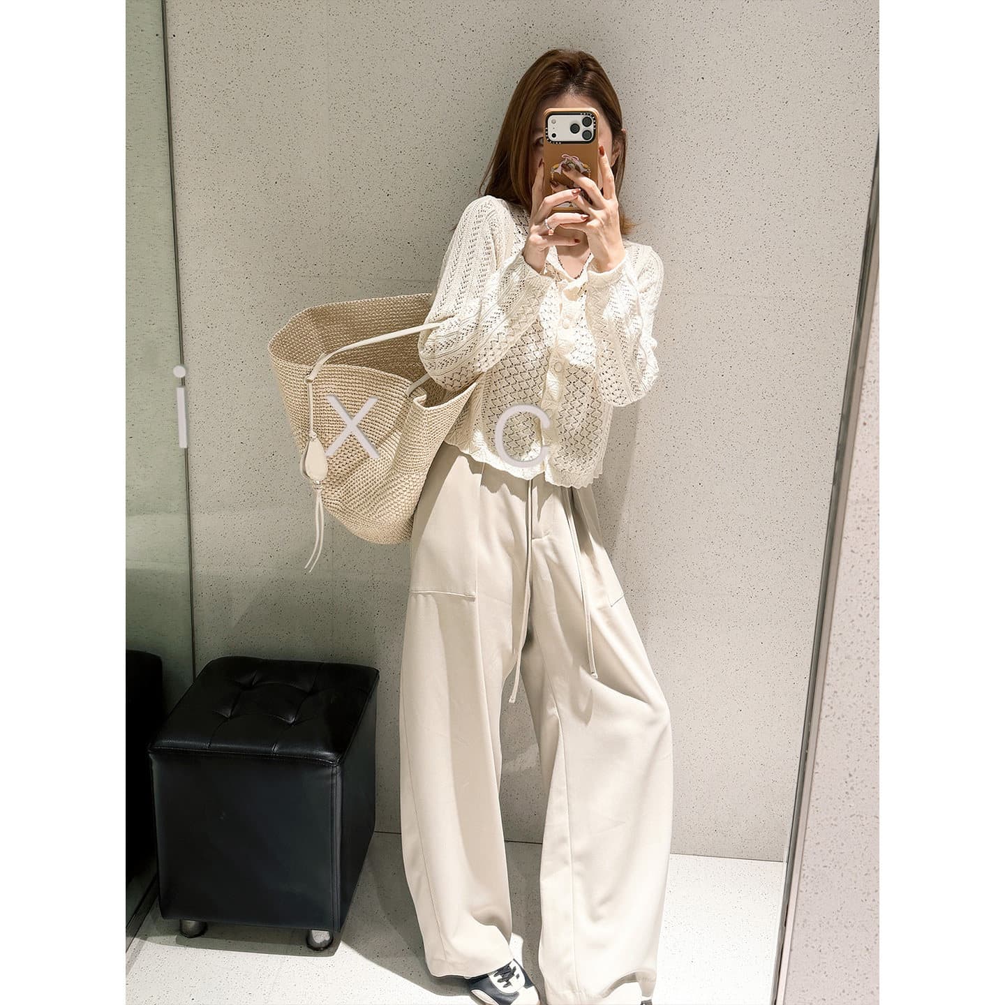 당나라 길다 일본식 무거운 작업 수공 크로 셰 뜨개질 레이스 폴로 칼라 홀로우 아웃 긴팔 오픈 가디건 여성 뜨개질 얇은 맨위 상세 이미지 4