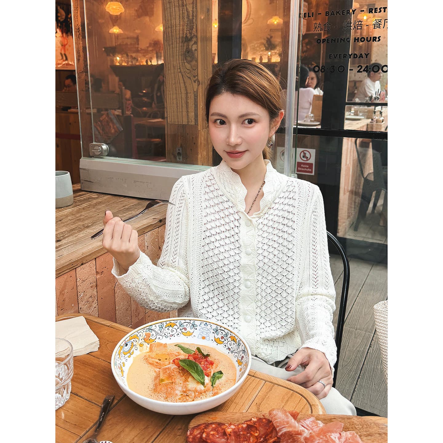 당나라 길다 일본식 무거운 작업 수공 크로 셰 뜨개질 레이스 폴로 칼라 홀로우 아웃 긴팔 오픈 가디건 여성 뜨개질 얇은 맨위 상세 이미지 5