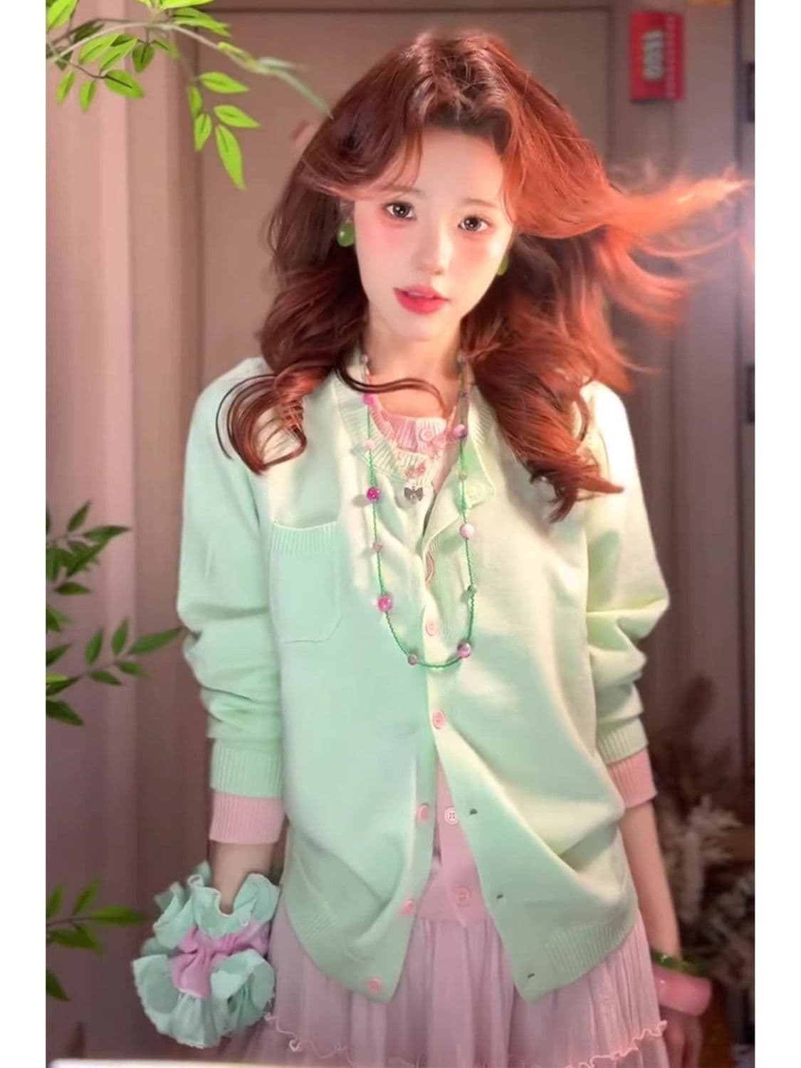 한 부서 레트로 패치워크 페이크 레이어드 니트 오픈 가디건 스웨터 여자 가을 겨울 몸매 가꾸기 슬림해 보이는 디자인 센스 다용도 맨위 트렌디 상세 이미지 3