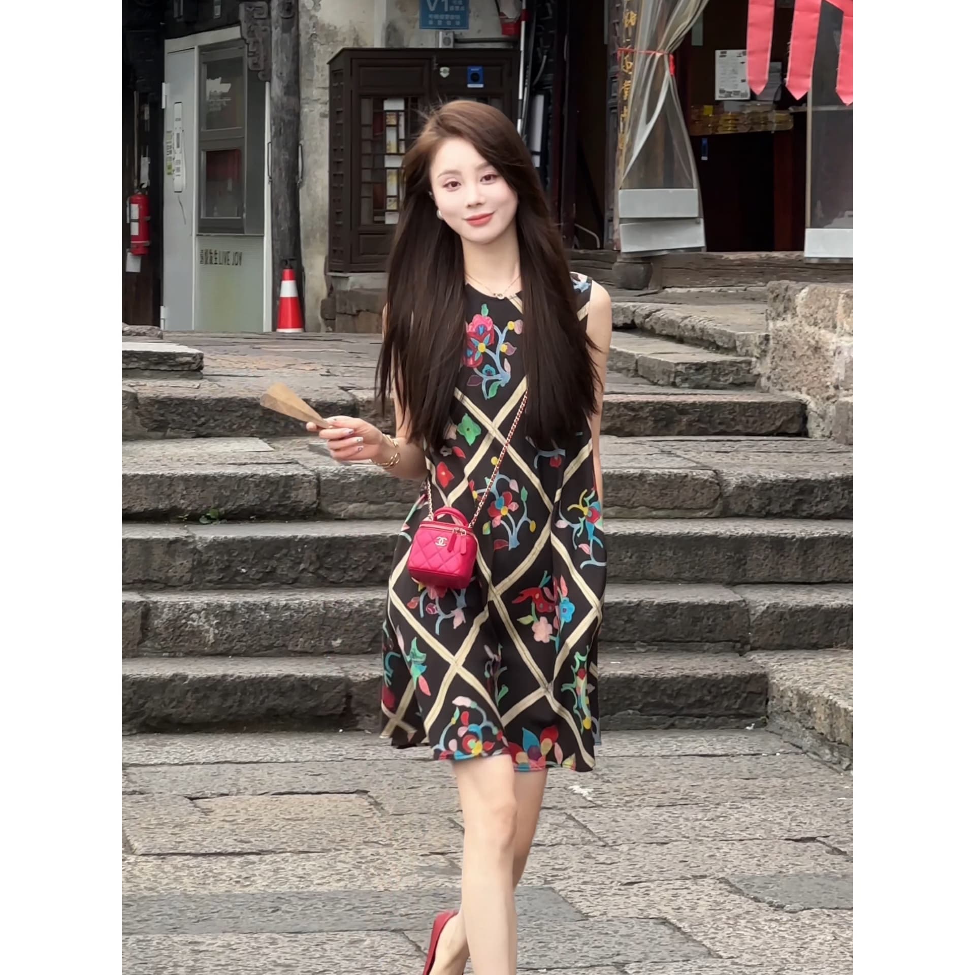 아이 원웬 iris 만화경 26 여름 93 주간 실크 7 아마 레트로 문예 꽃무늬 드레스 26lyq9 이미지 4