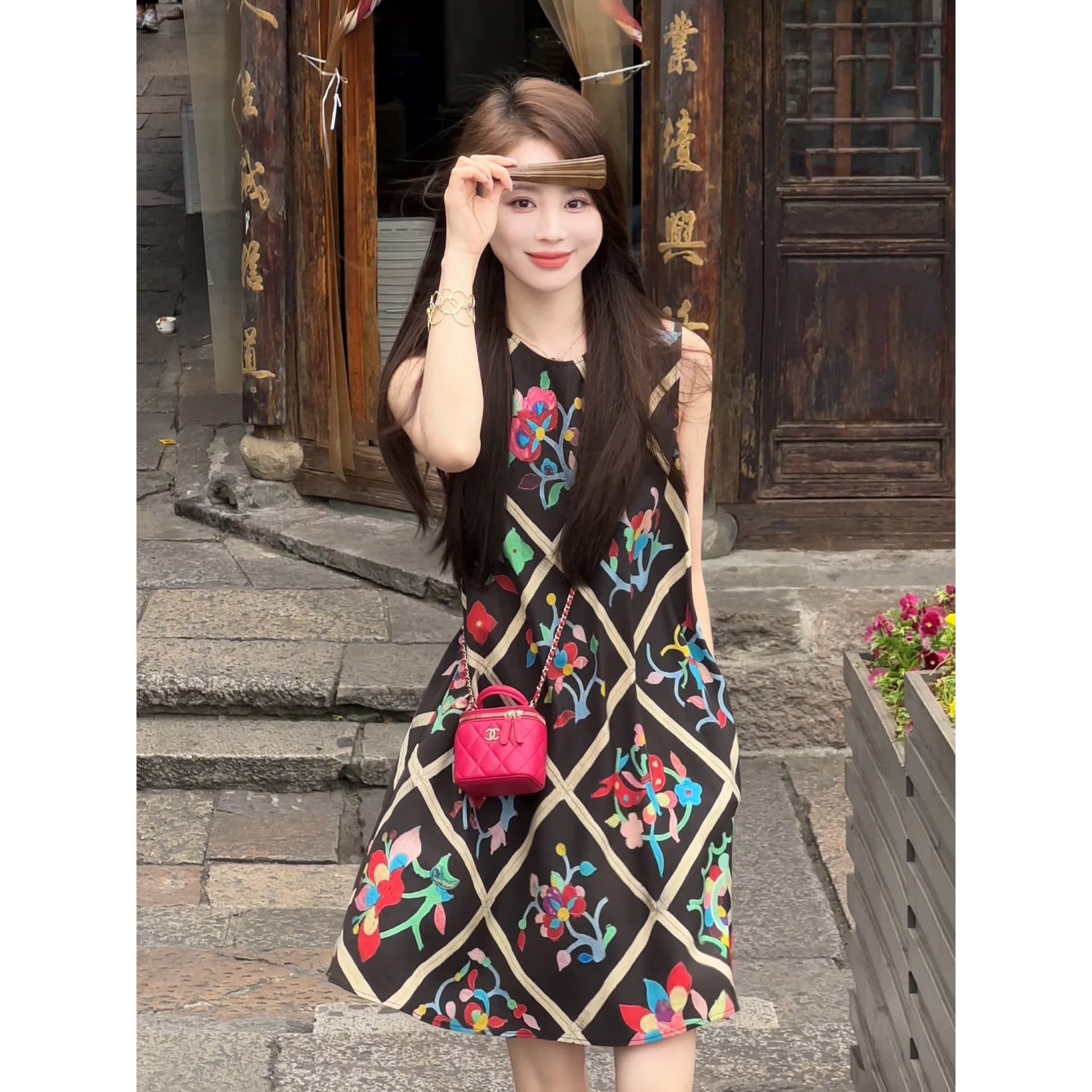 아이 원웬 iris 만화경 26 여름 93 주간 실크 7 아마 레트로 문예 꽃무늬 드레스 26lyq9 상세 이미지 1