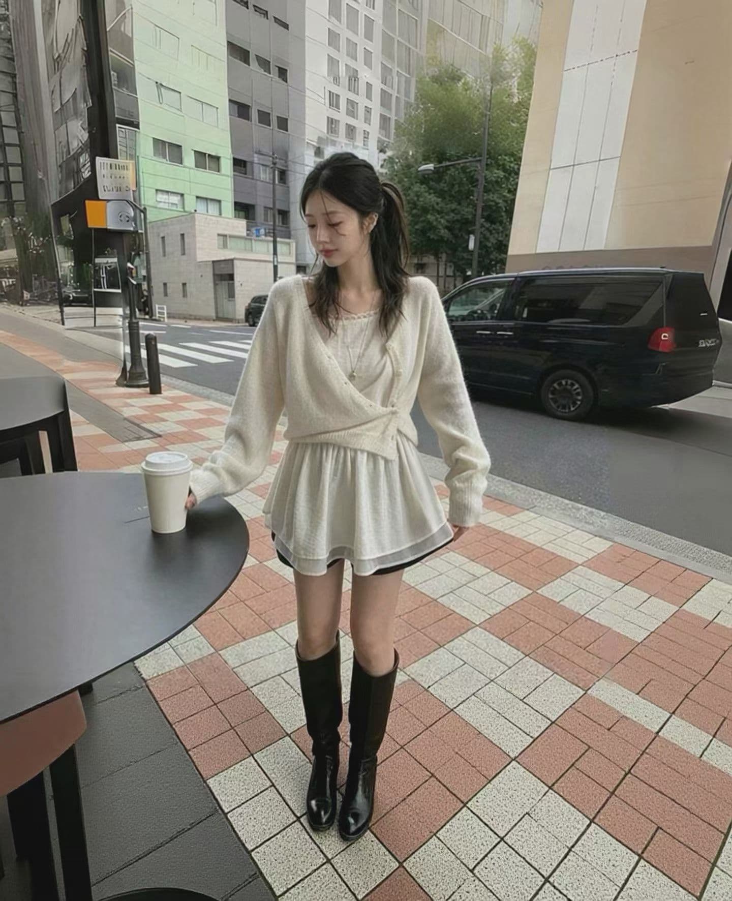 있음 선적 사이즈 업데이트 한국 chic 가을 새로운 달콤함 경 사진 버클 다용도 긴팔 니트 스웨터 이미지 2