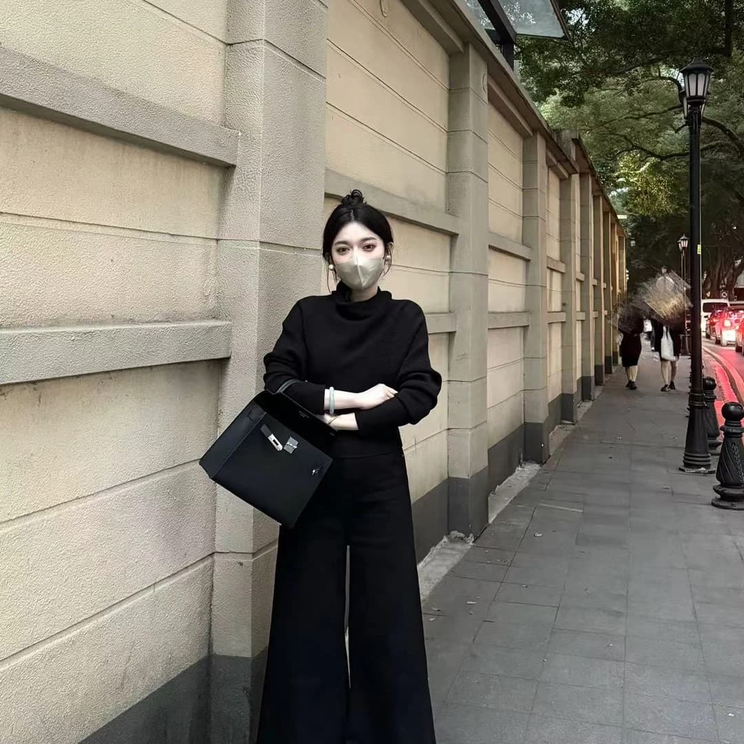 반하이넥 스웨터 여자 모피 인사이드 가져 가라. 가을 겨울 니트 스웨터 오프숄더 기본 셔츠 불규칙 외출용 디자인 센스 맨위 상세 이미지 4