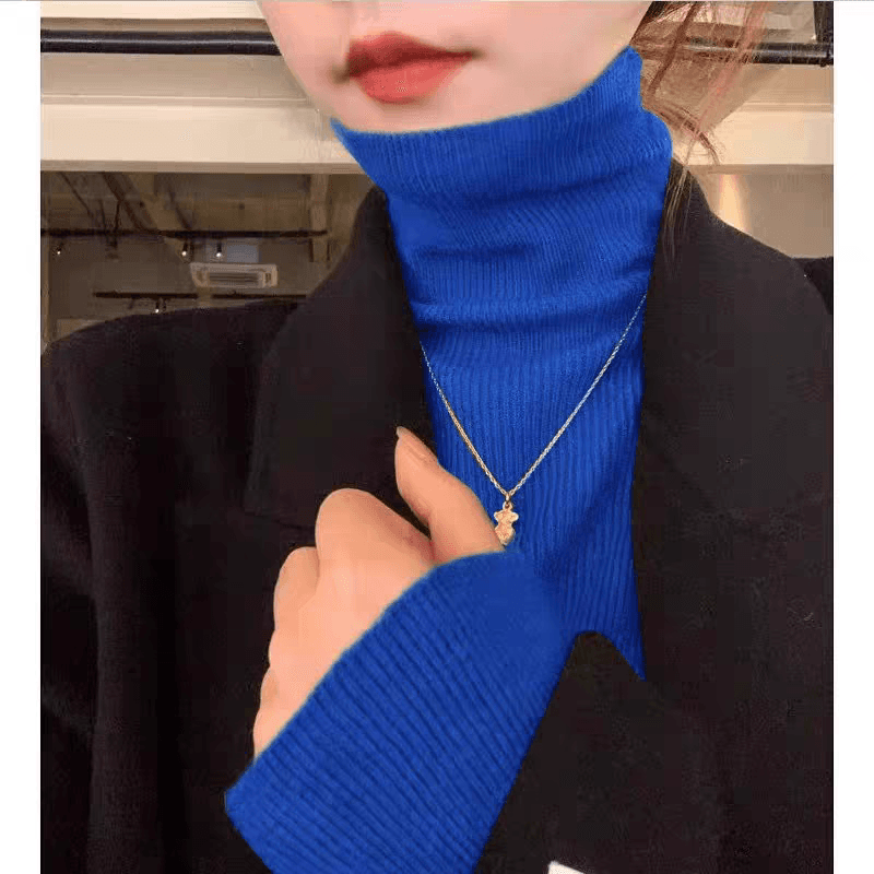 가을 겨울철 말뚝 더미 터틀넥 외국 가스 니트 기본 셔츠 여성 인사이드 가져 가라. 긴팔 고급 센스 보라색 스웨터 몸매 가꾸기 맨위 상세 이미지 7
