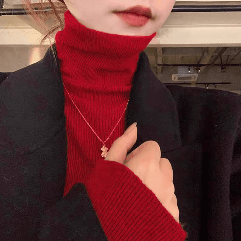 가을 겨울철 말뚝 더미 터틀넥 외국 가스 니트 기본 셔츠 여성 인사이드 가져 가라. 긴팔 고급 센스 보라색 스웨터 몸매 가꾸기 맨위 상세 이미지 9