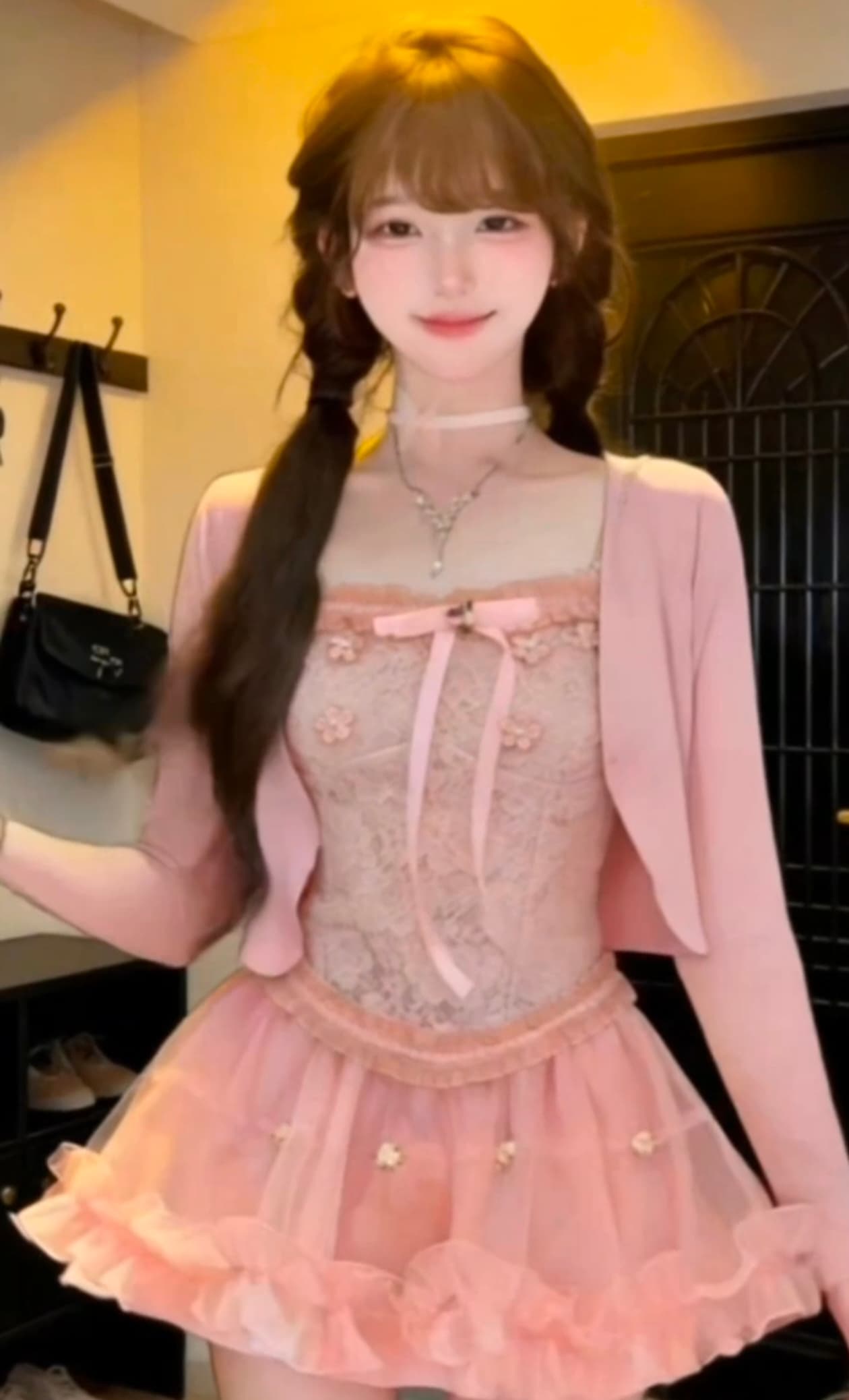 루이 茜 웨이 Sher S 숲 비밀 상황 천 골드 공주 순수한 욕망 바람 프랑스식 맨위 미니 스커트 오픈 가디건 r6090-1h 상세 이미지 2