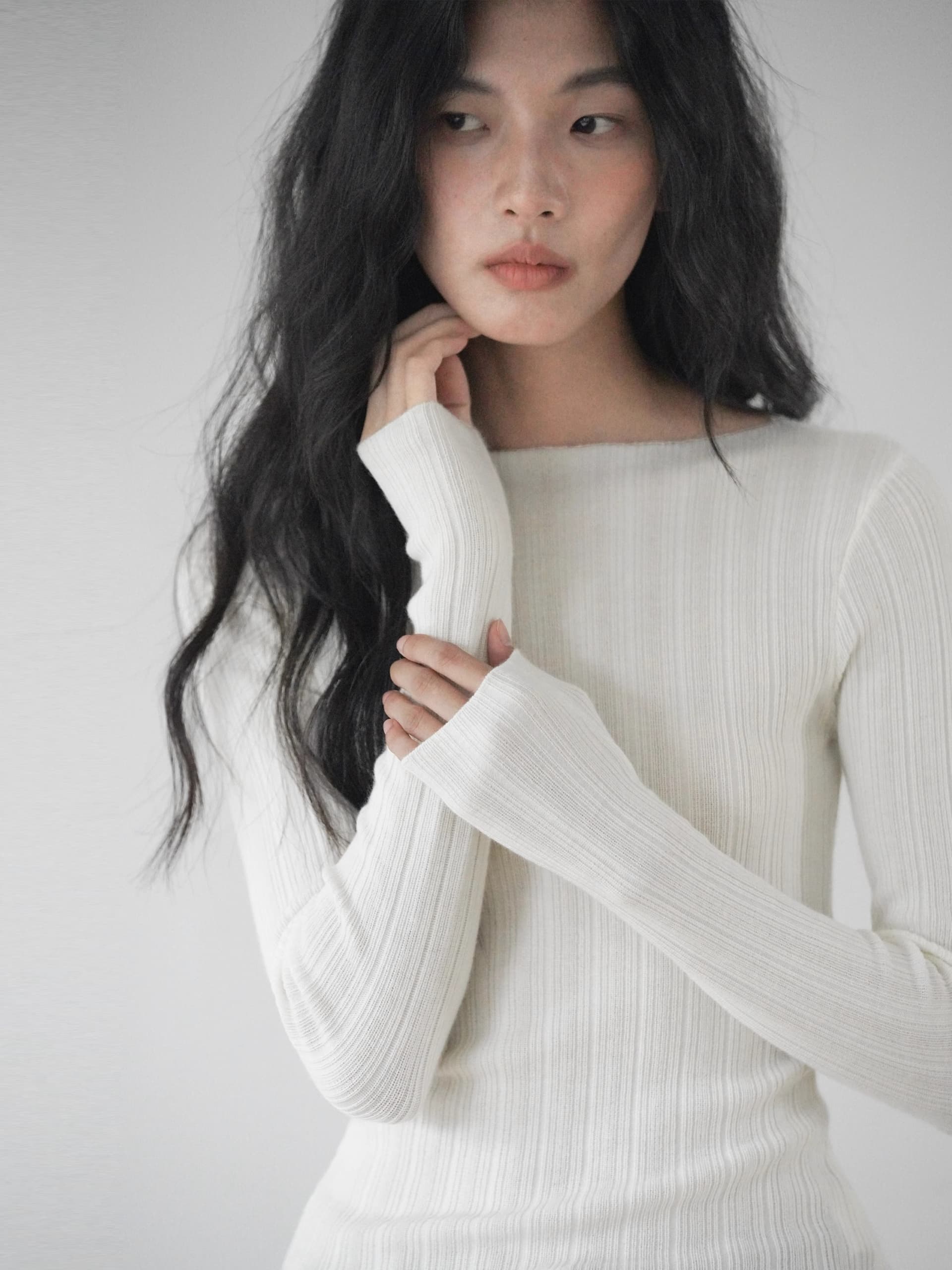 오래된 돈 바람 포도 보라색 니트 티셔츠 기본 셔츠 여성 가을 겨울철 몸매 가꾸기 긴팔 보트넥 스웨터 보라색 맨위 상세 이미지 6