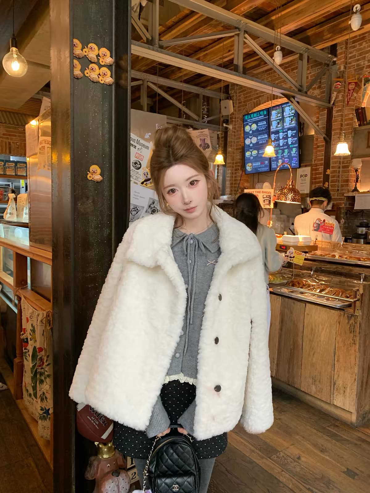 첸 대 유 miu 부서 천 금빛 바람 회색 스웨터 오픈 가디건 여성 코트 가을 겨울 고유 한 슈퍼 잘 생긴 니트 스웨터 맨위 이미지 3