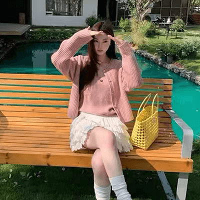작은 마을 산산 책 제인 찾는 중 시 양모 니트 오픈 가디건 여성 봄 한 부서 느긋한 바람 조끼 스웨터 세트 상세 이미지 6
