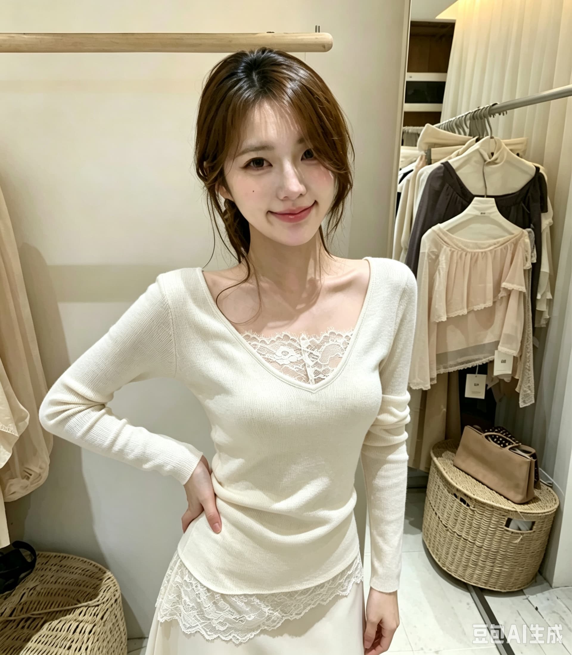 한 번 작은 짭짤한 한 부서 배색 니트 오픈 가디건 여성 가을 루즈핏 슬림해 보이는 라운드 넥 긴팔 짧은 에디션 달콤함 품격 재킷 상세 이미지 6