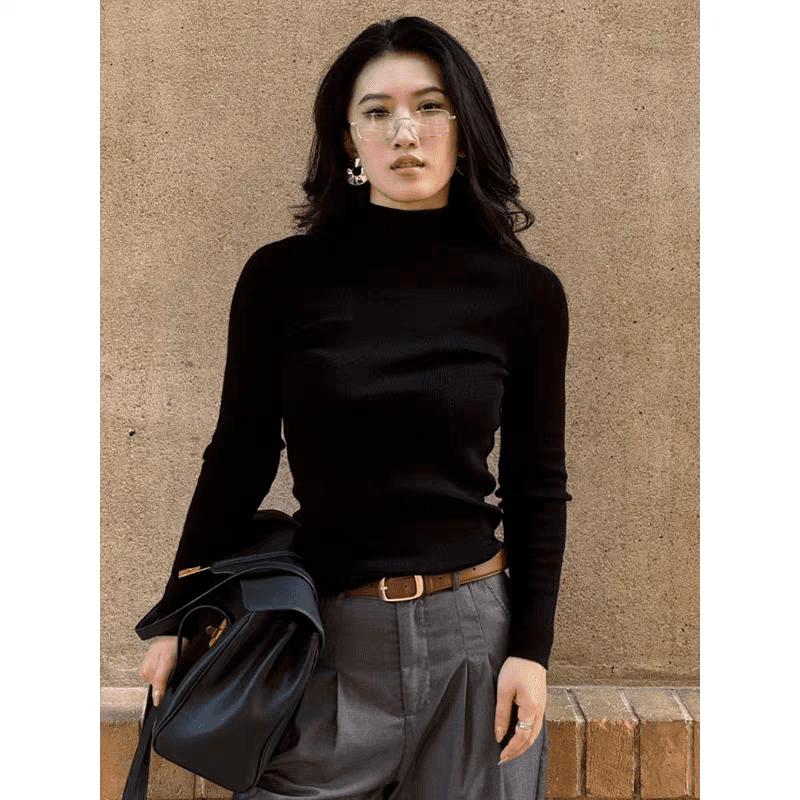 아름다운 레트로 짙은 녹색 miu 부서 기본 셔츠 여성 가을 겨울 보온 니트 인사이드 가져 가라. 스탠드 칼라 스웨터 부드러운 찹쌀 맨위 상세 이미지 13