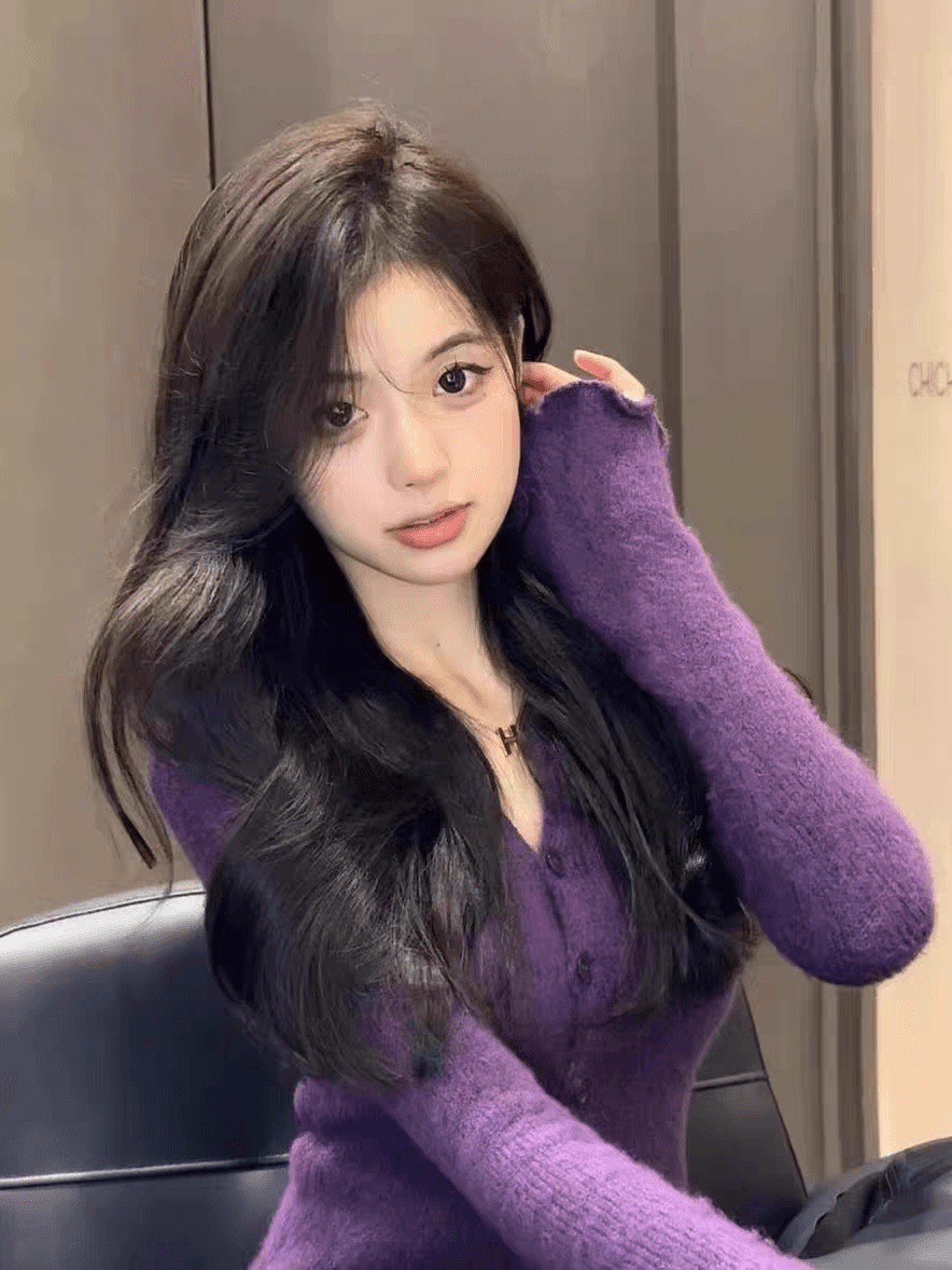 보라색 니트 스웨터 오픈 가디건 여성 가을 겨울철 작은 대중 디자인 센스 품격 몸매 가꾸기 인사이드 가져 가라. 긴팔 기본 셔츠 맨위 상세 이미지 2