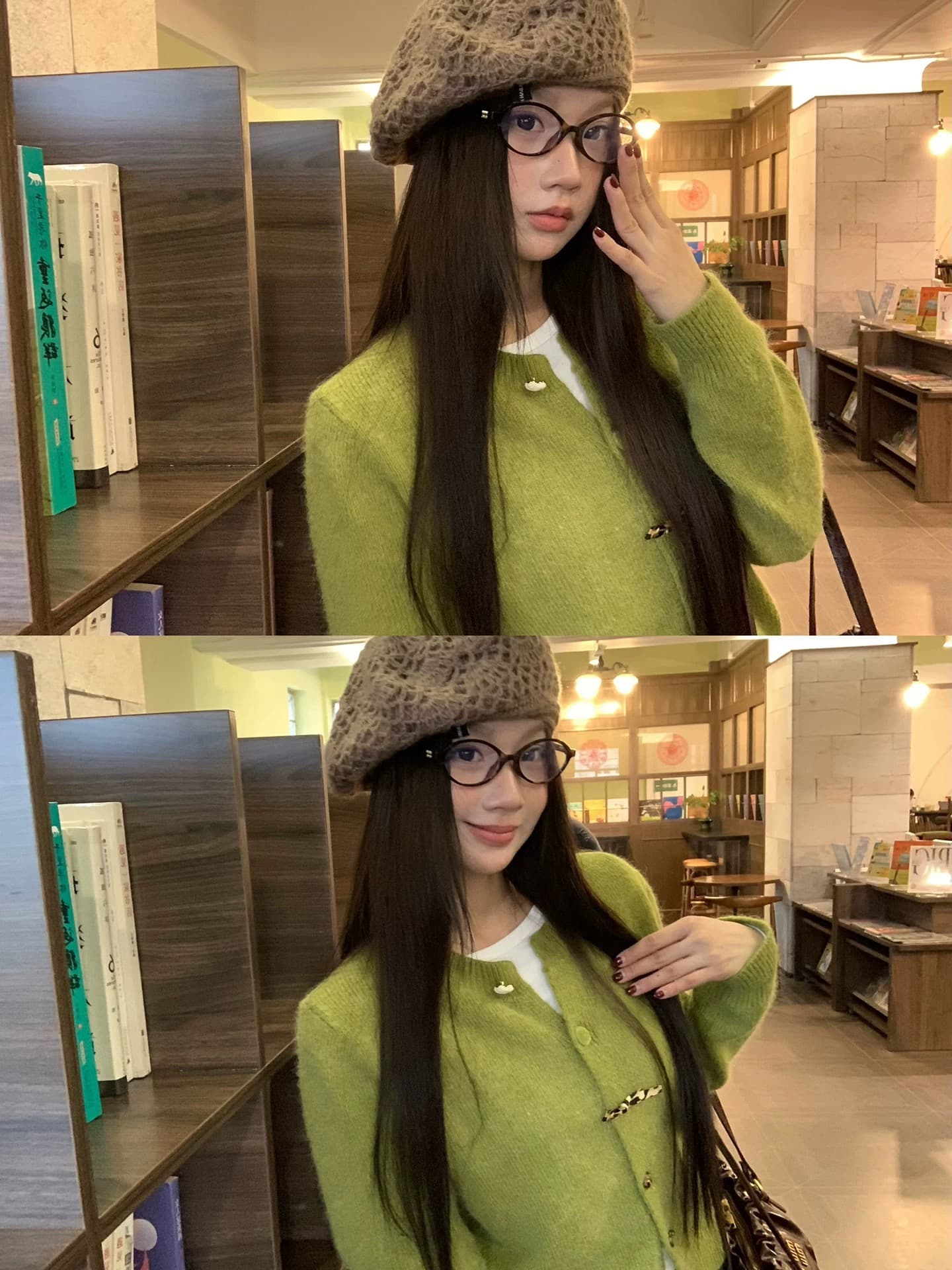 한 부서 절묘한 터틀넥 자수 홀로우 아웃 니트 기본 셔츠 여성 가을 겨울 고급 센스 모피 인사이드 가져 가라. 느긋한 바람 맨위 이미지 3