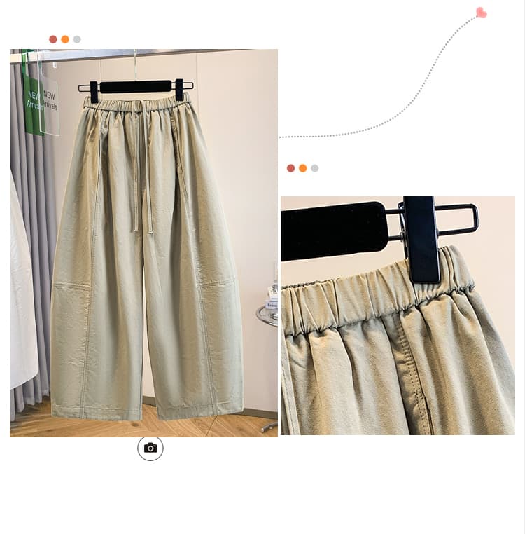 한 부서 느긋한 루즈핏 슬림해 보이는 허리밴드 9 포인트 와이드 레그 팬츠 캐주얼 바지 여성 2026 봄 여름 새로운 풍선 바지 트렌디 상세 이미지 3