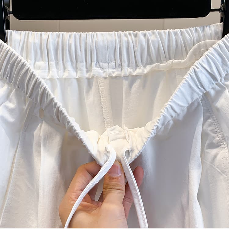 한 부서 느긋한 루즈핏 슬림해 보이는 허리밴드 9 포인트 와이드 레그 팬츠 캐주얼 바지 여성 2026 봄 여름 새로운 풍선 바지 트렌디 상세 이미지 15