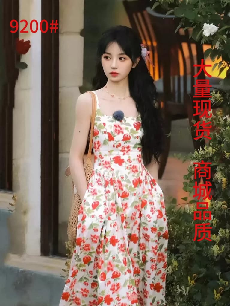 필드 크 사이 웨이 같은 단락 프랑스식 장미 꽃무늬 슬립 여성 드레스 여름 새로운 몸매 가꾸기 슬림해 보이는 휴가 바람 롱 스커트