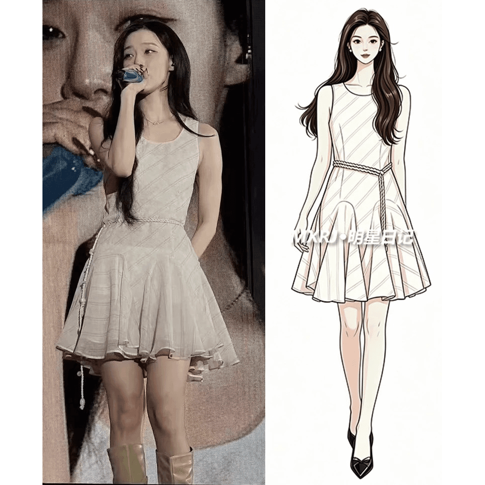김민 법원 같은 단락 체크무늬 민소매 여성 드레스 여름 허리 수축 스트랩 프릴 조끼 미니 스커트 2026 새로운 이미지 5