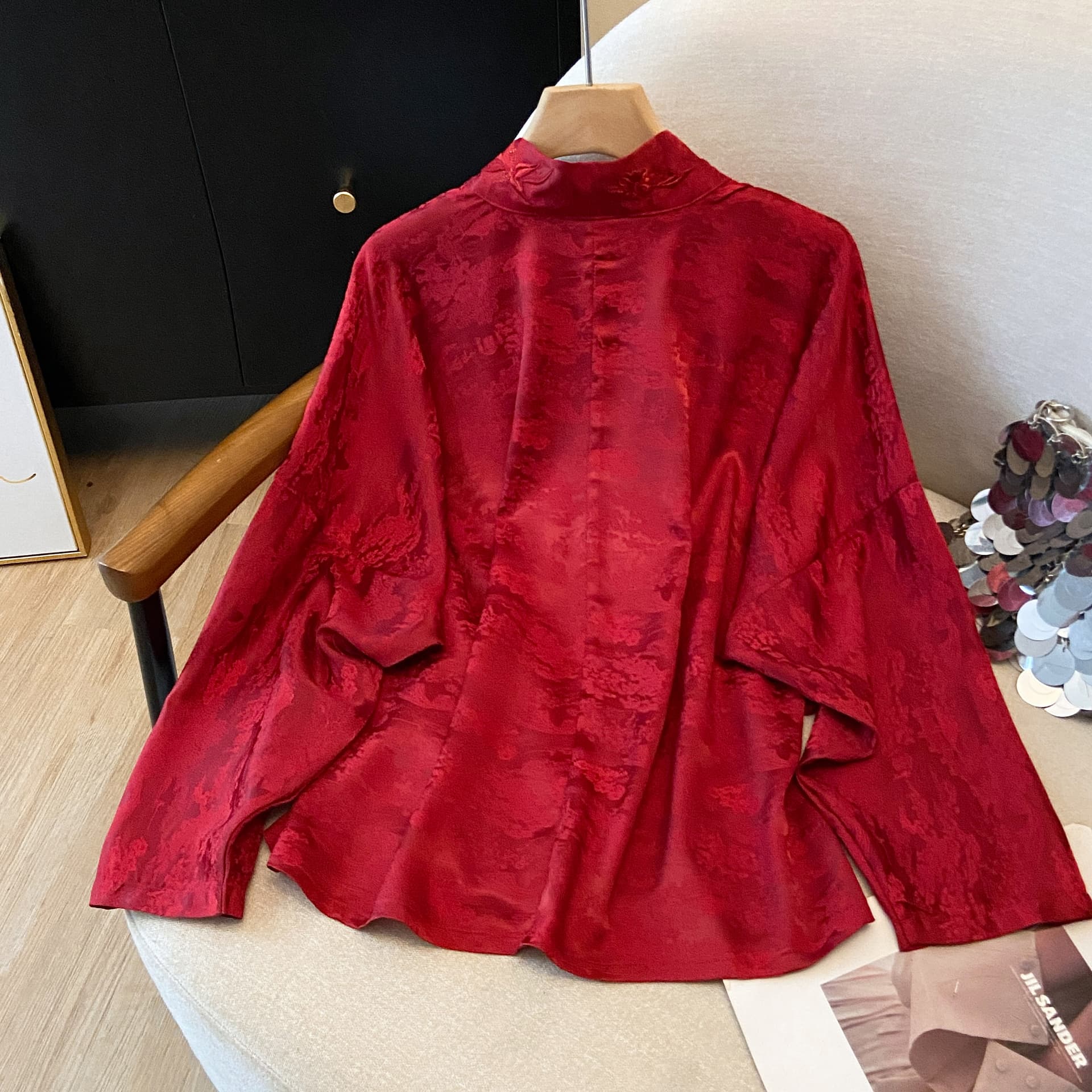 실사 2026 새로운 가을 새로운 중식 새해 참여 서비스 빨간색 맨위 국풍 셔츠 경기 말 얼굴 치마 상세 이미지 8