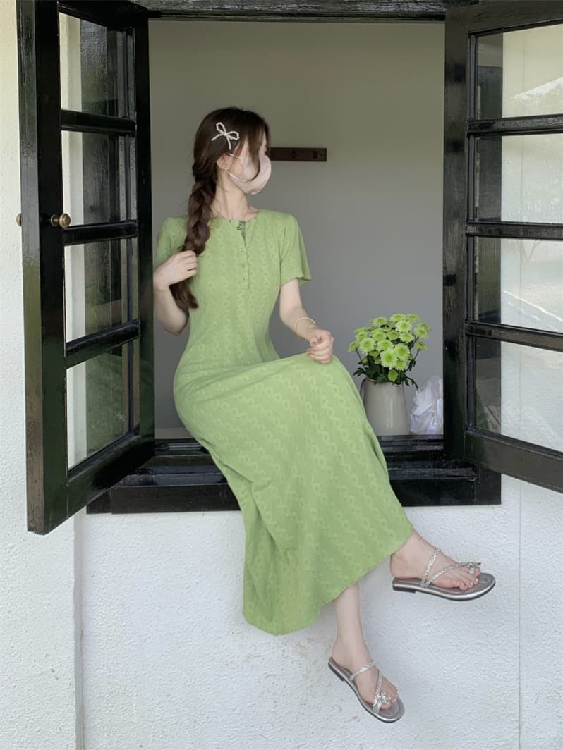 실사 대규모 인벤토리 여름 새로운 품격 슬림해 보이는 드레스 중간 길이 치마 이미지 3