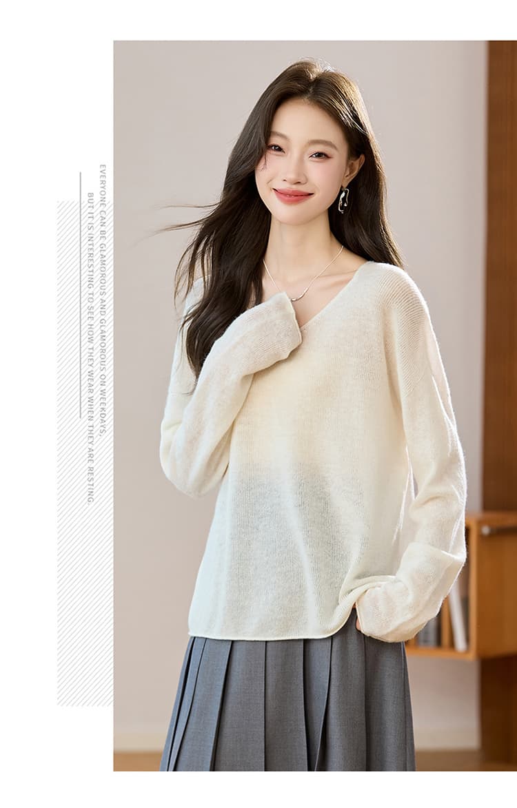 실사 느긋한 바람 루즈핏 V넥 카디건 여성 가을 겨울 새로운 고급 센스 외출용 풀오버 부드러운 찹쌀 예쁜 스웨터 상세 이미지 31