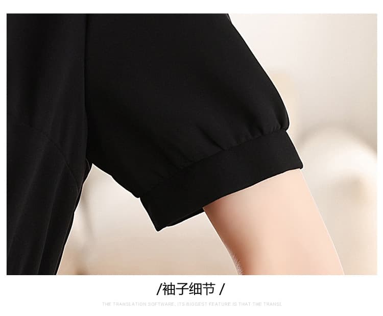 실사 프랑스식 검정색 쉬폰 드레스 여름 새로운 라운드 넥 몸매 가꾸기 품격 슬림해 보이는 한 마디 작은 검은 드레스 아이들 상세 이미지 29