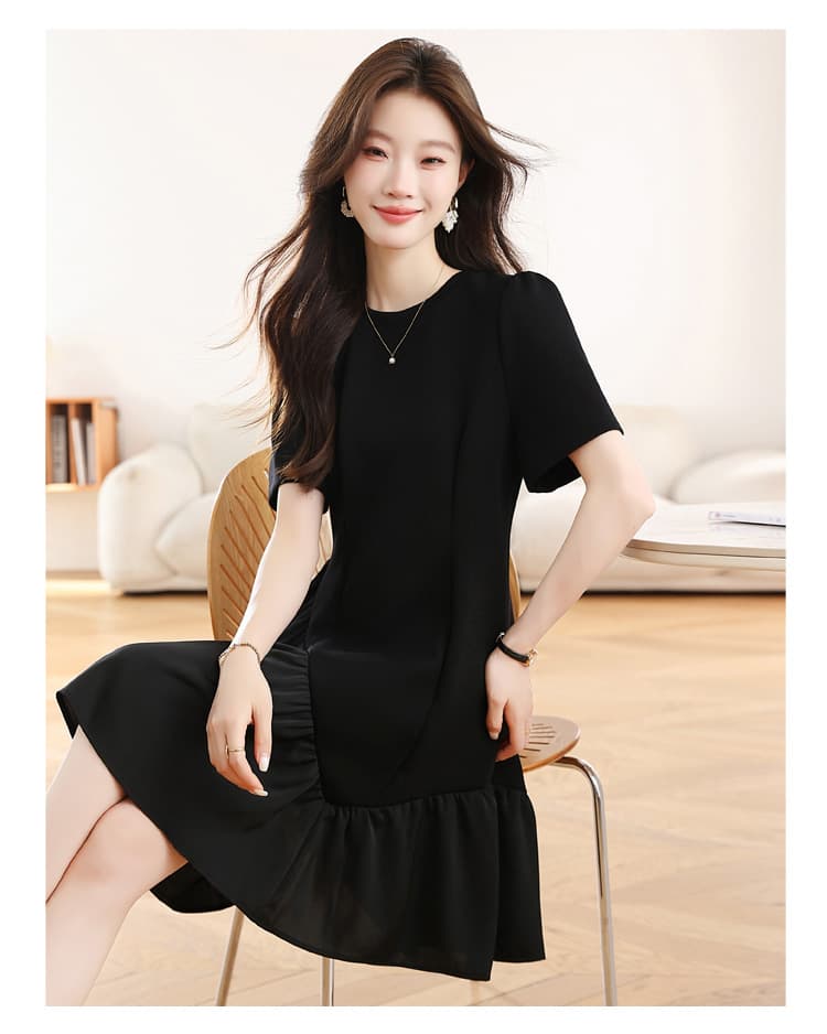 실사 작은 키 그는 벤 바람 검정색 여성 드레스 여름 새로운 고급 센스 프랑스식 품격 슬림해 보이는 한 마디 치마 상세 이미지 23