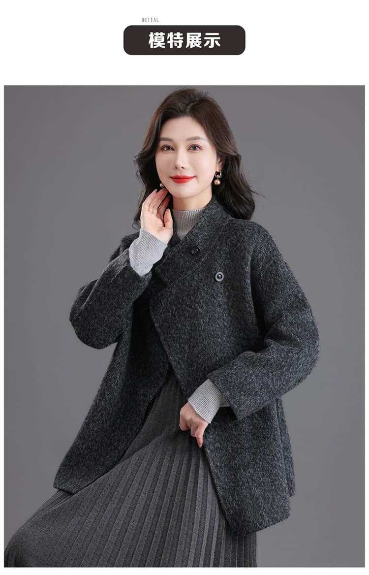 실사 오래된 돈 바람 새로운 가을 겨울 한국 스타일 망토 양면 양모 코트 여성 작은 키 향기로운 모직 외투 출퇴근 상세 이미지 11