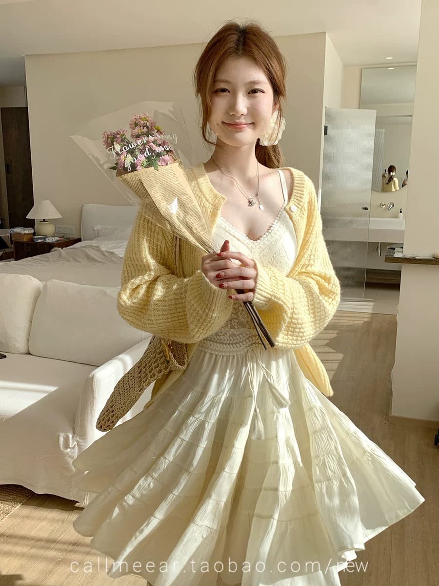 callmeear 후아 남편 그리드 스웨터 니트 오픈 가디건 여성 이른 봄 새로운 루즈핏 슬림해 보이는 긴팔 맨위 이미지 4