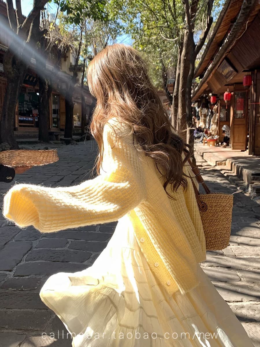 callmeear 후아 남편 그리드 스웨터 니트 오픈 가디건 여성 이른 봄 새로운 루즈핏 슬림해 보이는 긴팔 맨위 상세 이미지 2