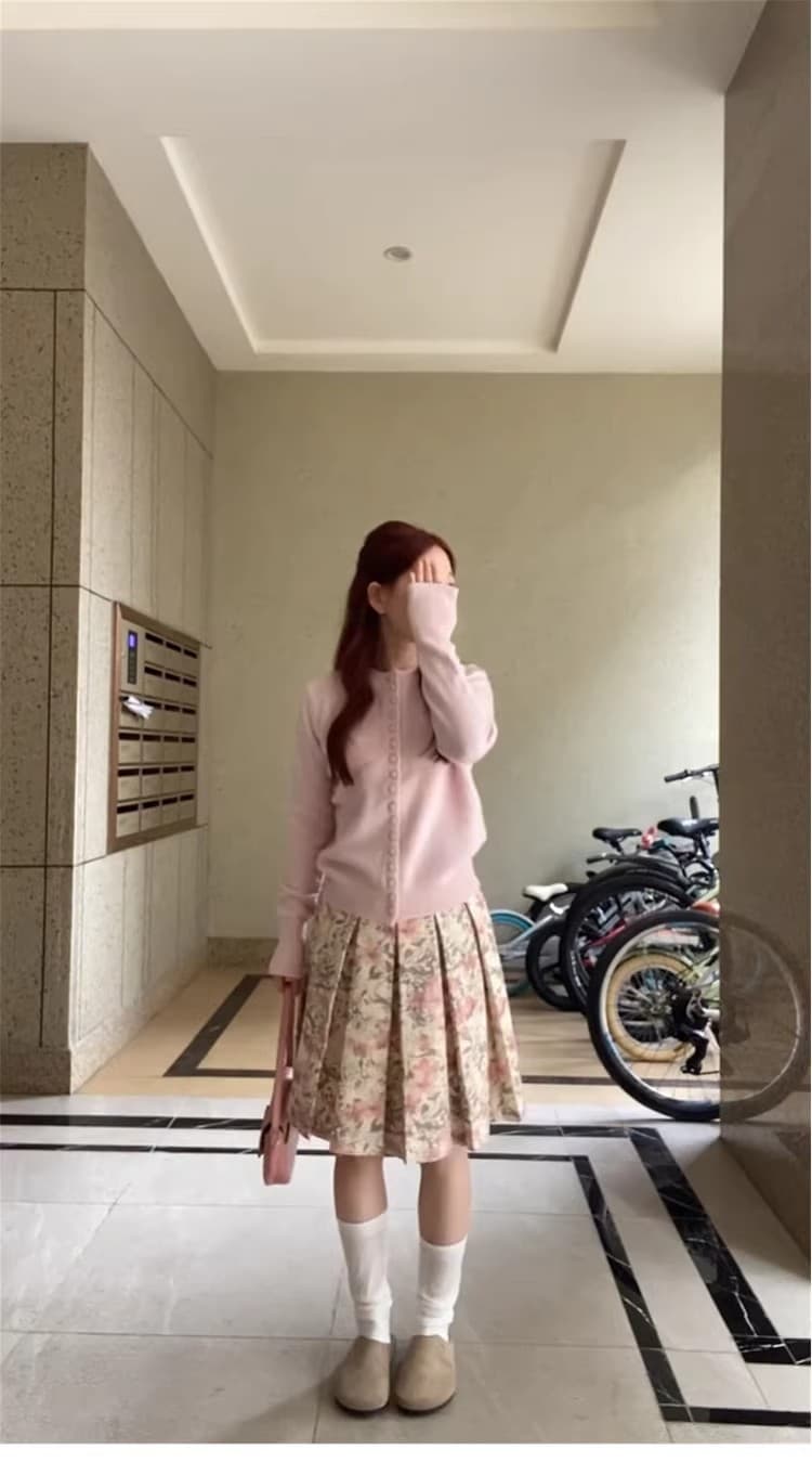 한 부서 아름다운 핑크색 라운드 넥 만나는 니트 오픈 가디건 여성 봄 가을 고유 한 자이언트 잘 생긴 인사이드 가져 가라. 쇼트 스타일 작은 맨위 이미지 4