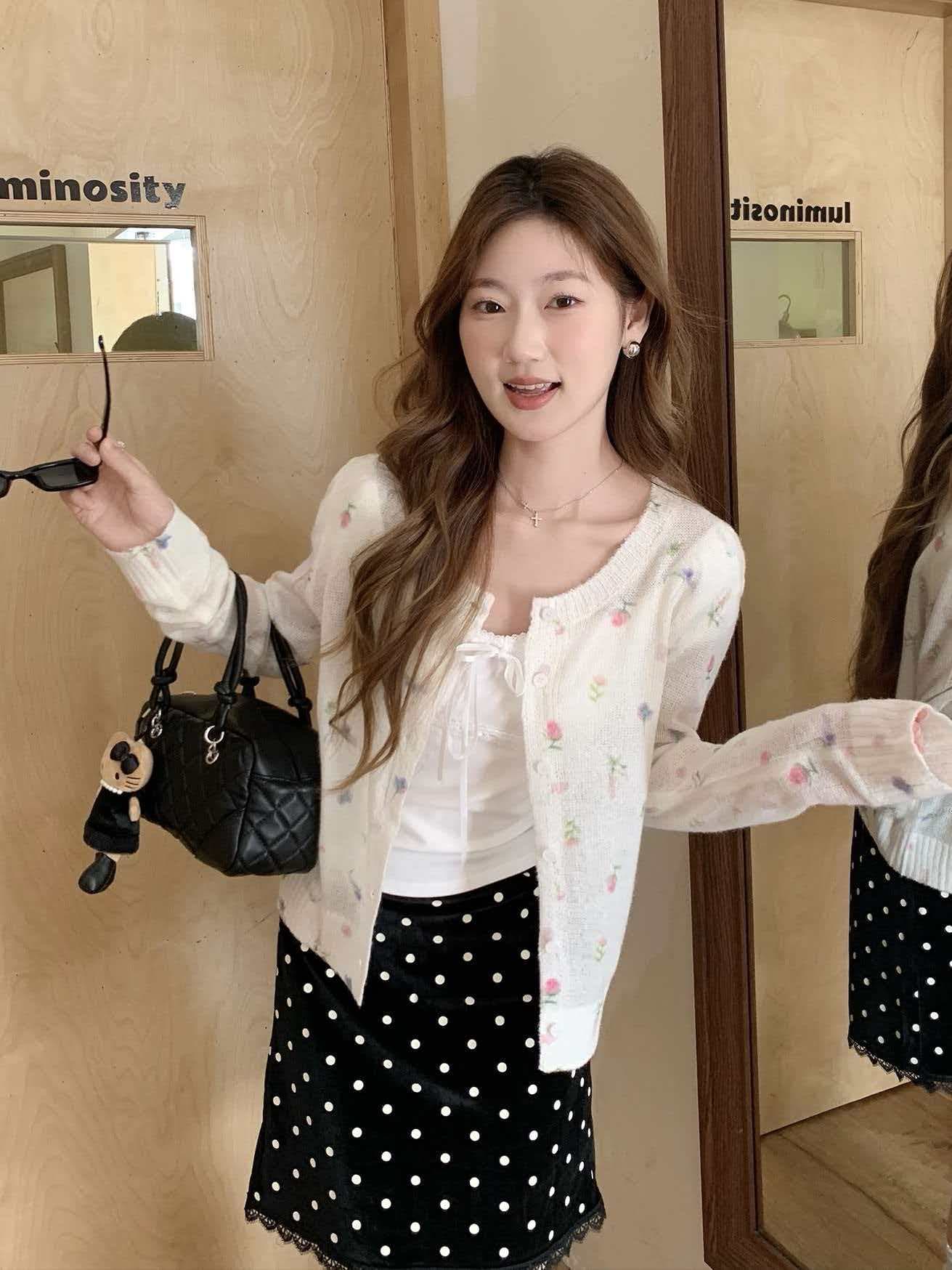 봄 여름 품격 꽃무늬 분위기 센스 니트 오픈 가디건 부드러운 바람 다용도 캐주얼 미니멀리즘 루즈핏 니트 스웨터 상세 이미지 3