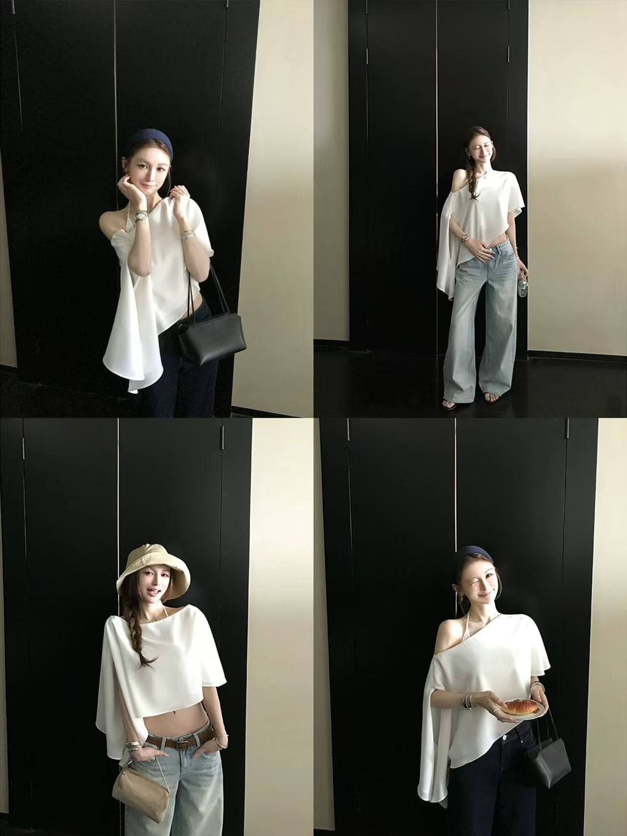달빛 슈만 매우 우아한 매우 정신 ~ 중 세련된 작은 특별 무거운 쉬폰 하나 슬라이스 망토 숄 비스듬한 어깨 의류 상세 이미지 4