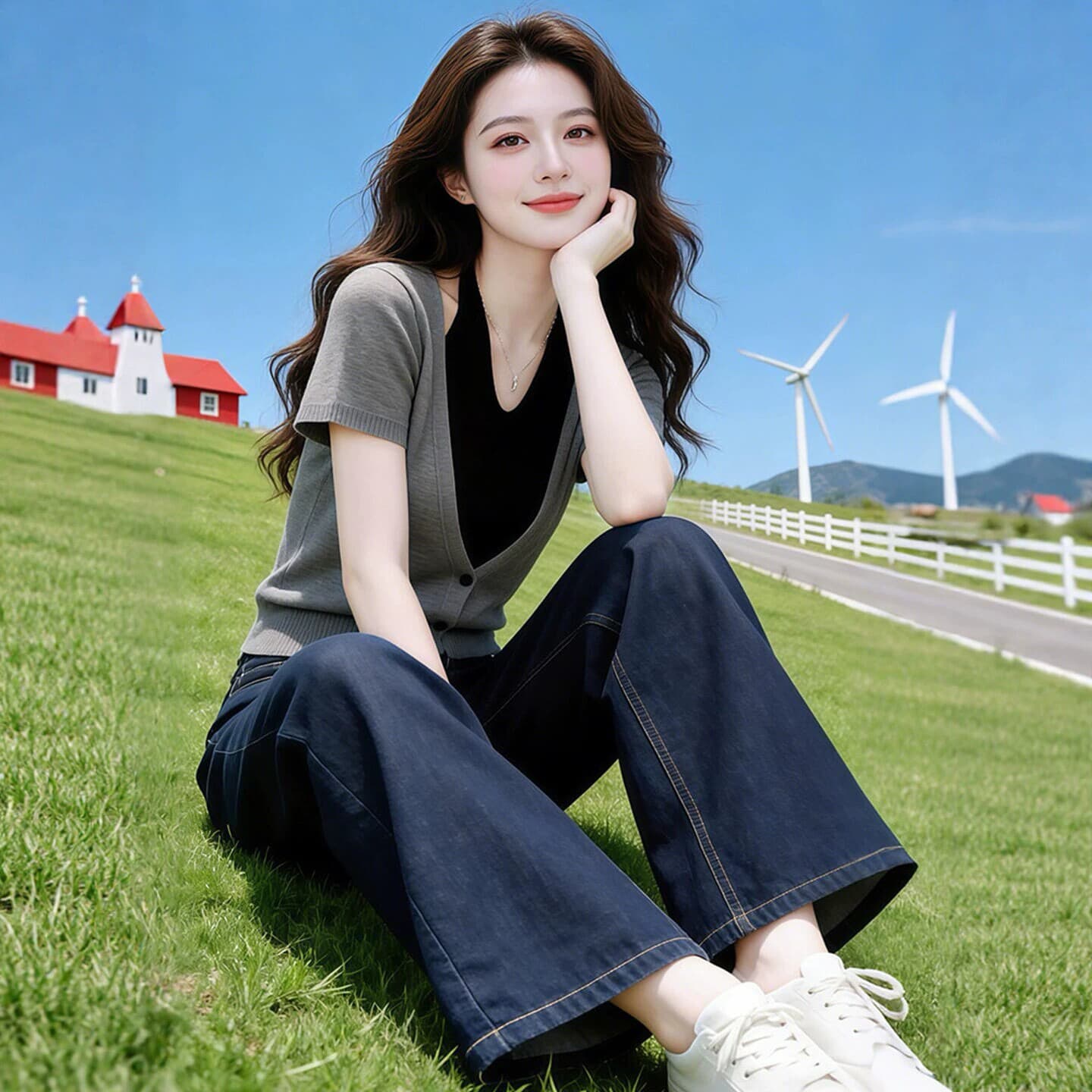 프랑스식 레트로 배색 행침 목 페이크 레이어드 니트 스웨터 여성 여름 빅 사이즈 지방 mm 디자인 센스 품격 슬림해 보이는 맨위 이미지 4
