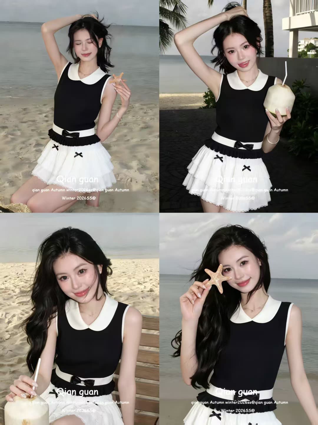 2026 년 봄 여름 덕 당겨서 달콤한 스타일 베이비 칼라 Chic 민소매 니트 조끼 작은 셔츠 상세 이미지 1