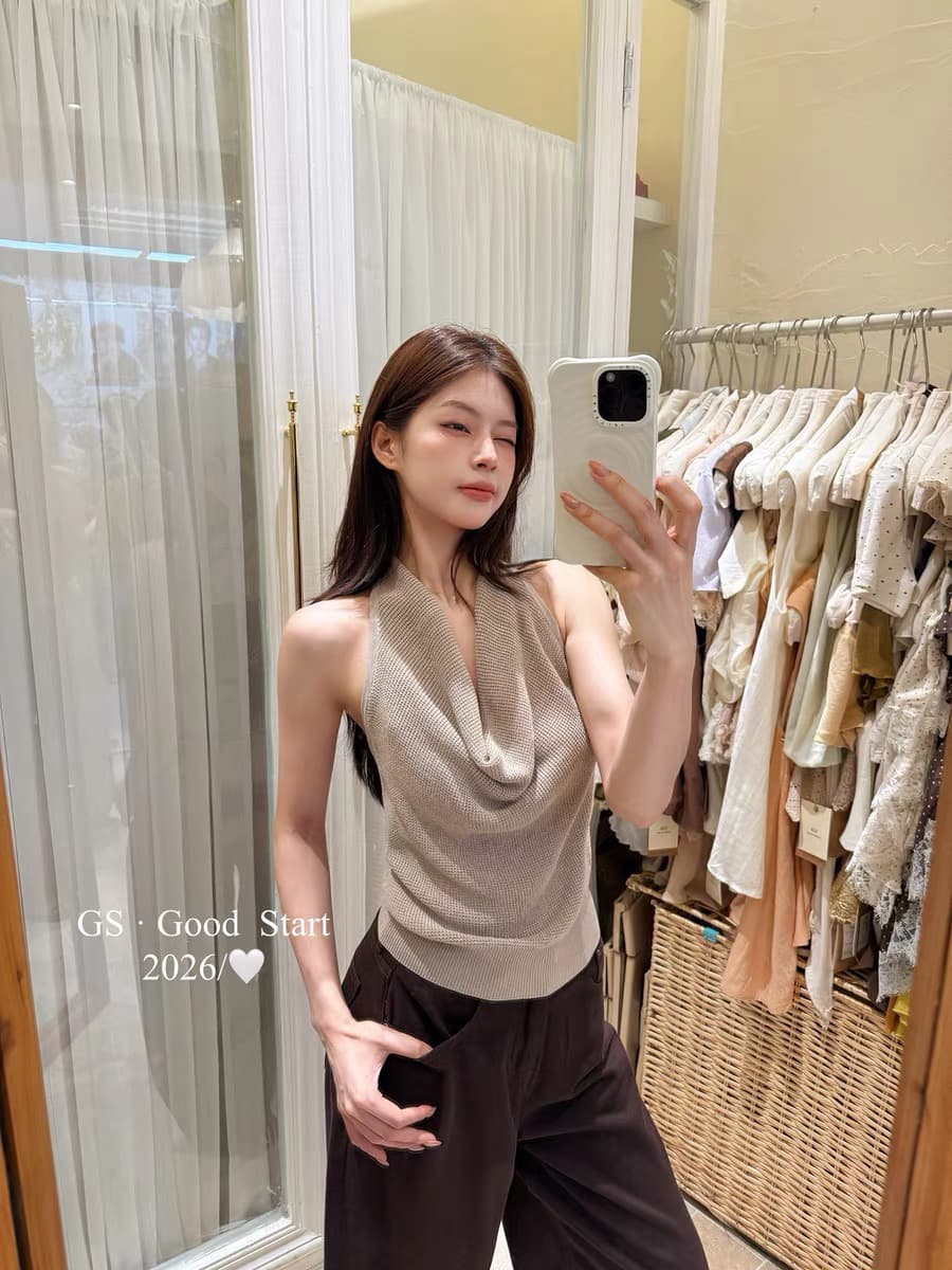 gs.good start 한 부서 미니멀리즘 순수한 욕망 센스 캐주얼 행침 목 니트 조끼 여성 여름 슬림해 보이는 맨위 트렌디
