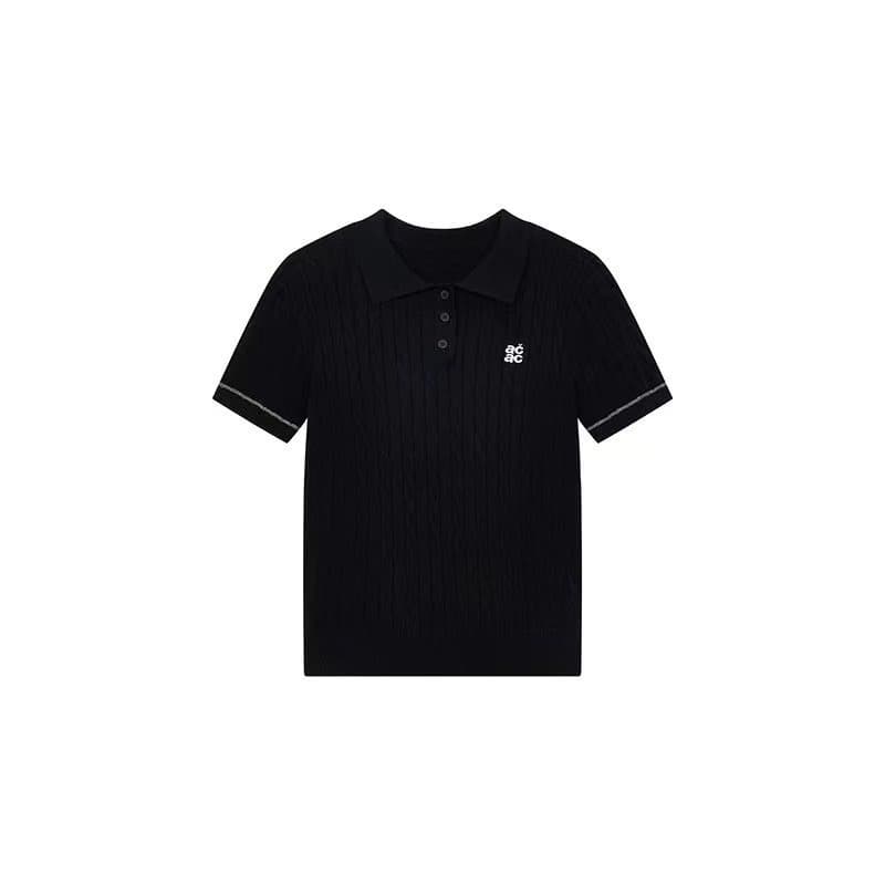 한 부서 꽈배기 학원 스타일 polo 폴로 칼라 반팔 니트 스웨터 여성 여름 새로운 자수 디자인 센스 작은 대중 맨위 상세 이미지 2