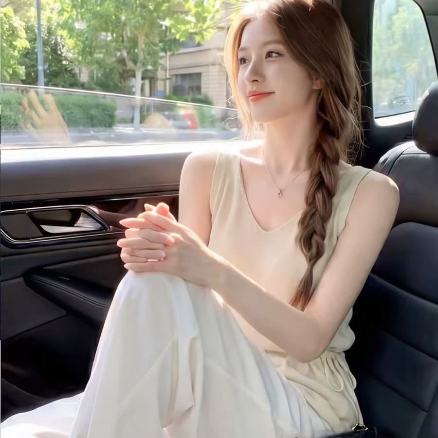 2026 여름 새로운 민소매 허리 수축 니트 스웨터 얇은 스타일 V넥 밑단 트임 외국 가스 연령 감소 맨위 이미지 5