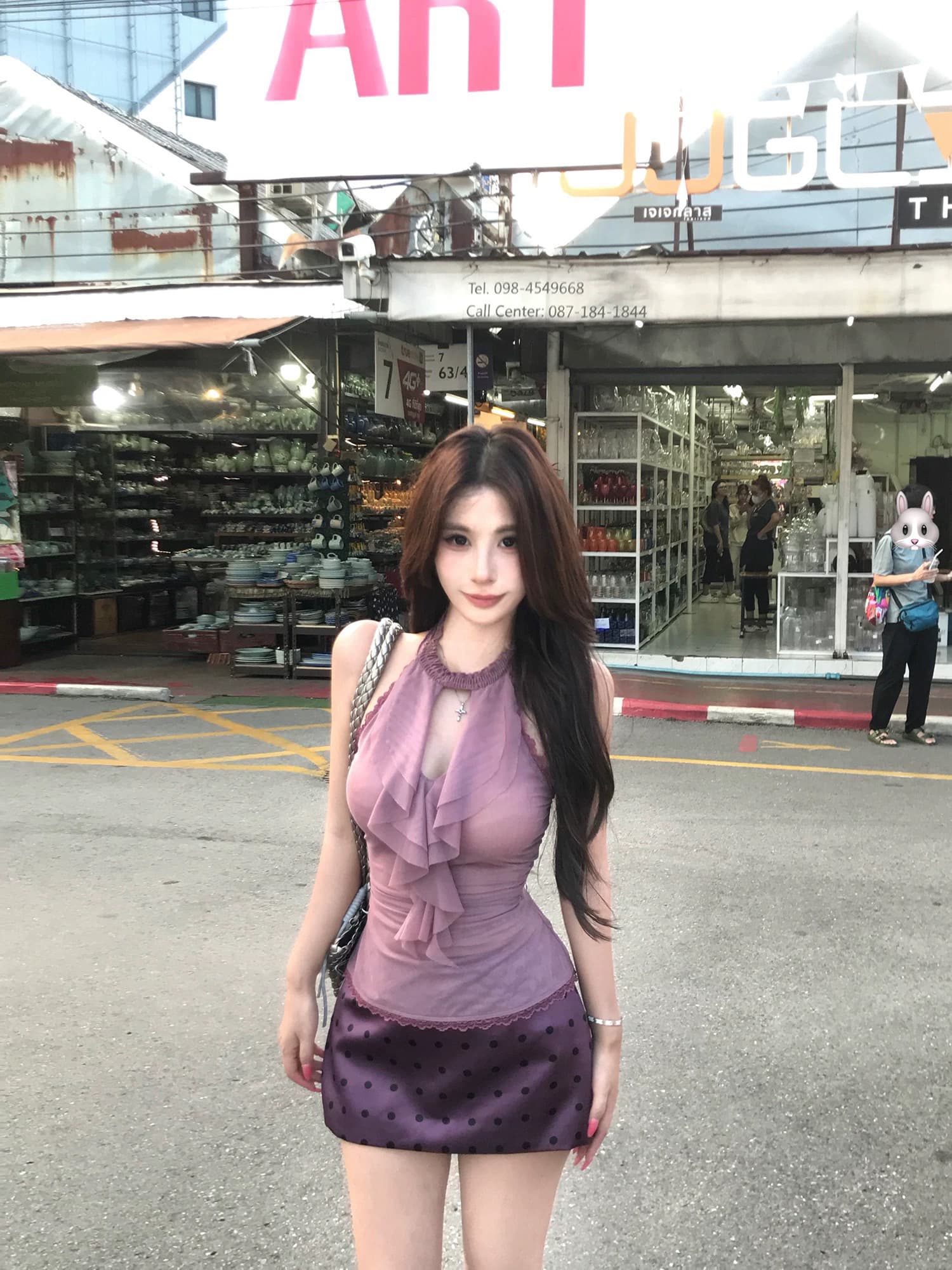 mejiu 꿀 나인 조용한 라임 연기 봄 순수한 욕망 보라색 행침 목 슬립 여성 여름 디자인 센스 핫걸 민소매 맨위 상세 이미지 4