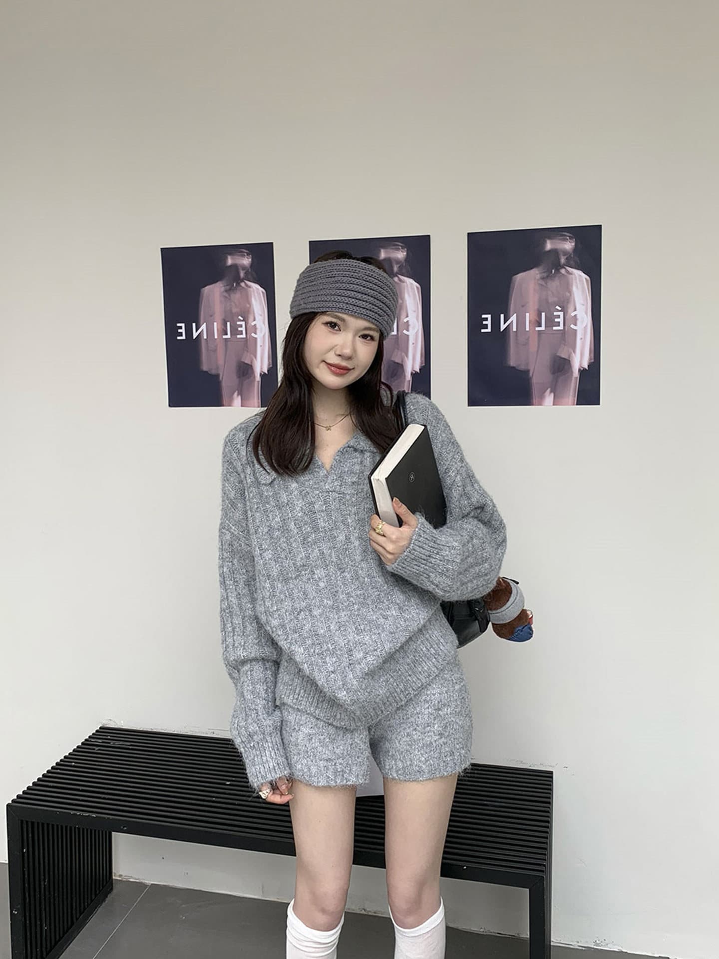 한 부서 니트 스웨터 세트 드레스 아이들 가을 겨울철 2026 새로운 그레이트 통해보기 가져 가라. ootd 전체 집합 가을 의상 이미지 4