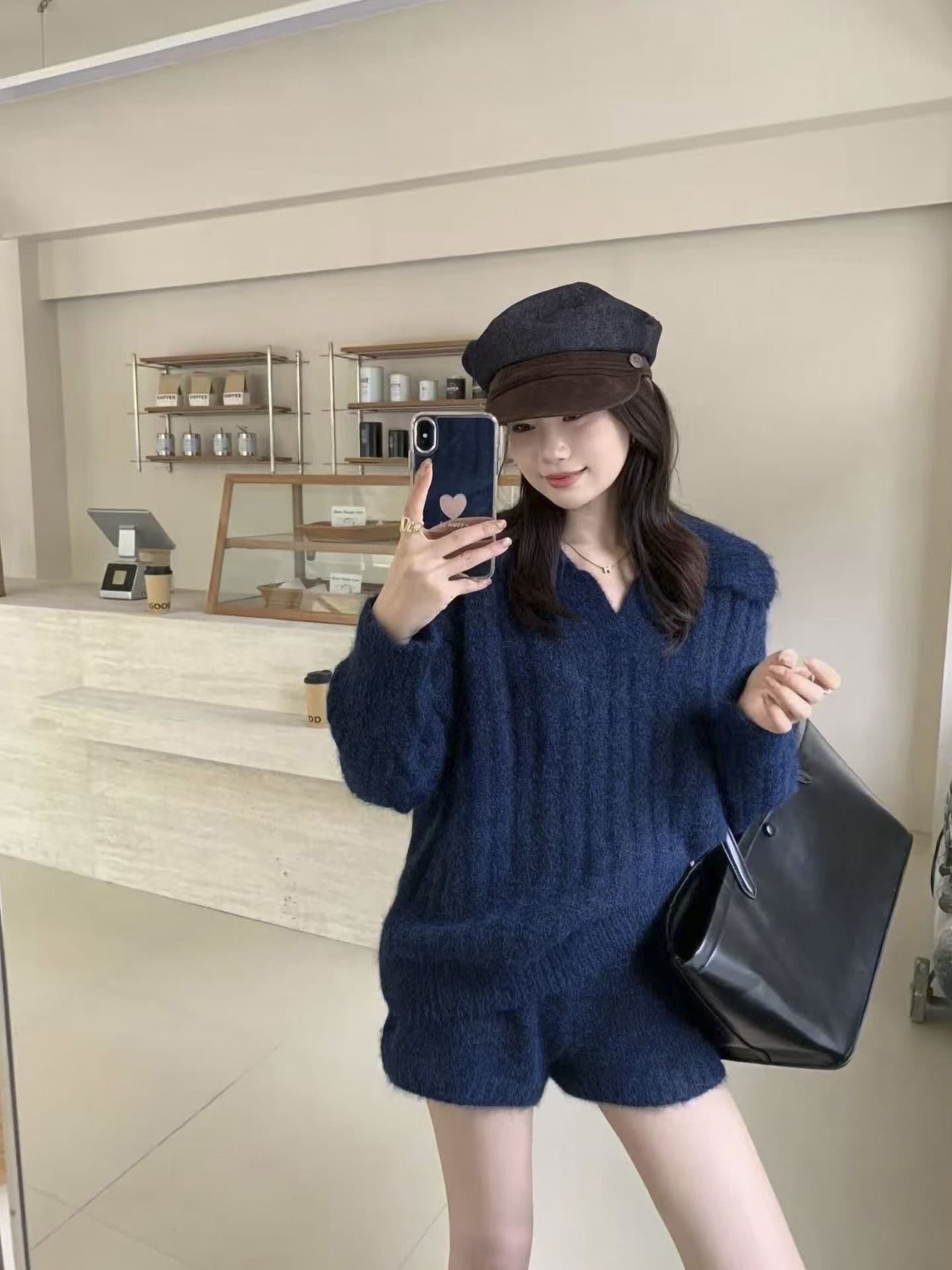한 부서 니트 스웨터 세트 드레스 아이들 가을 겨울철 2026 새로운 그레이트 통해보기 가져 가라. ootd 전체 집합 가을 의상 상세 이미지 2